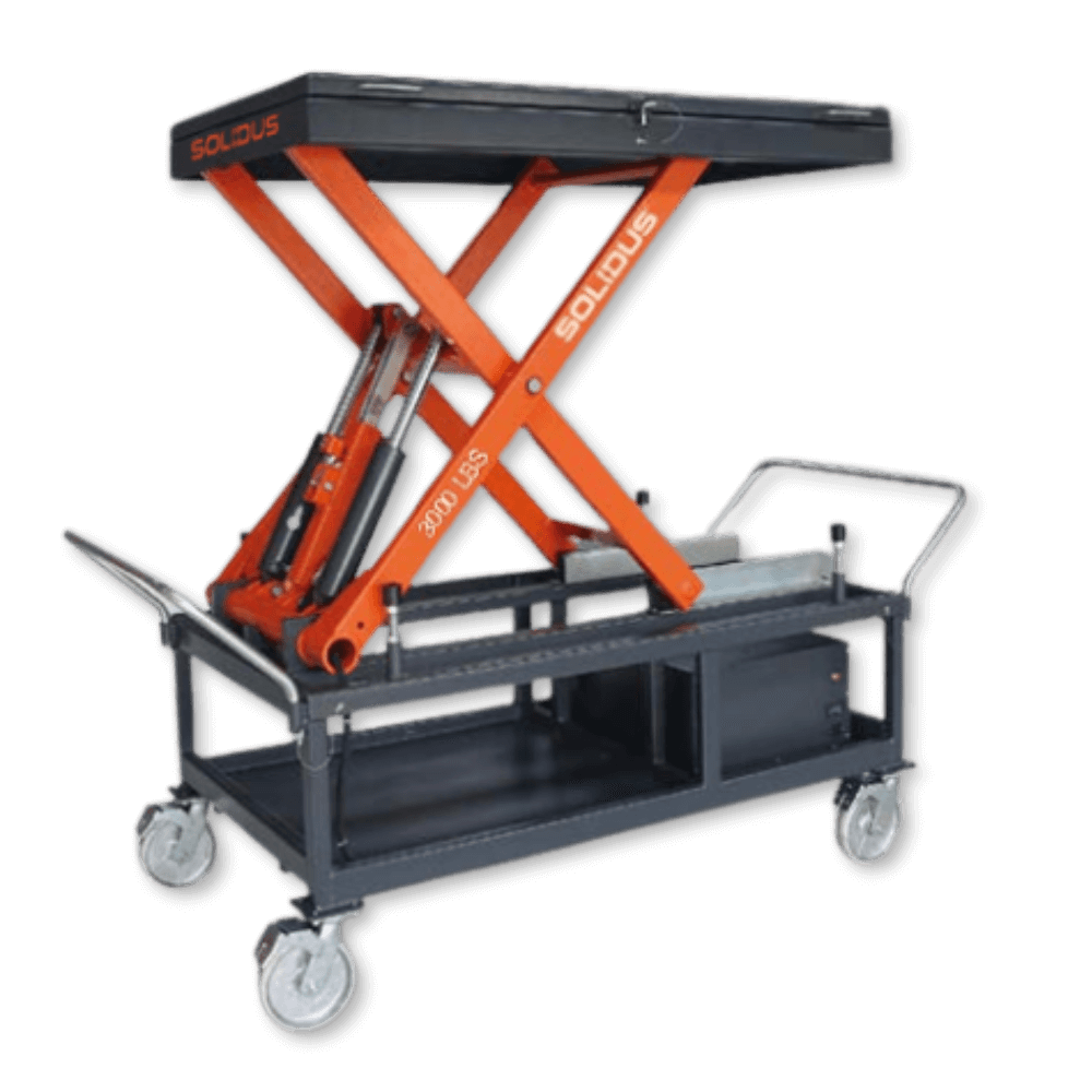 Solidus MS-12 mobile EV battery lifting table with 3000 lb capacity and wireless power system