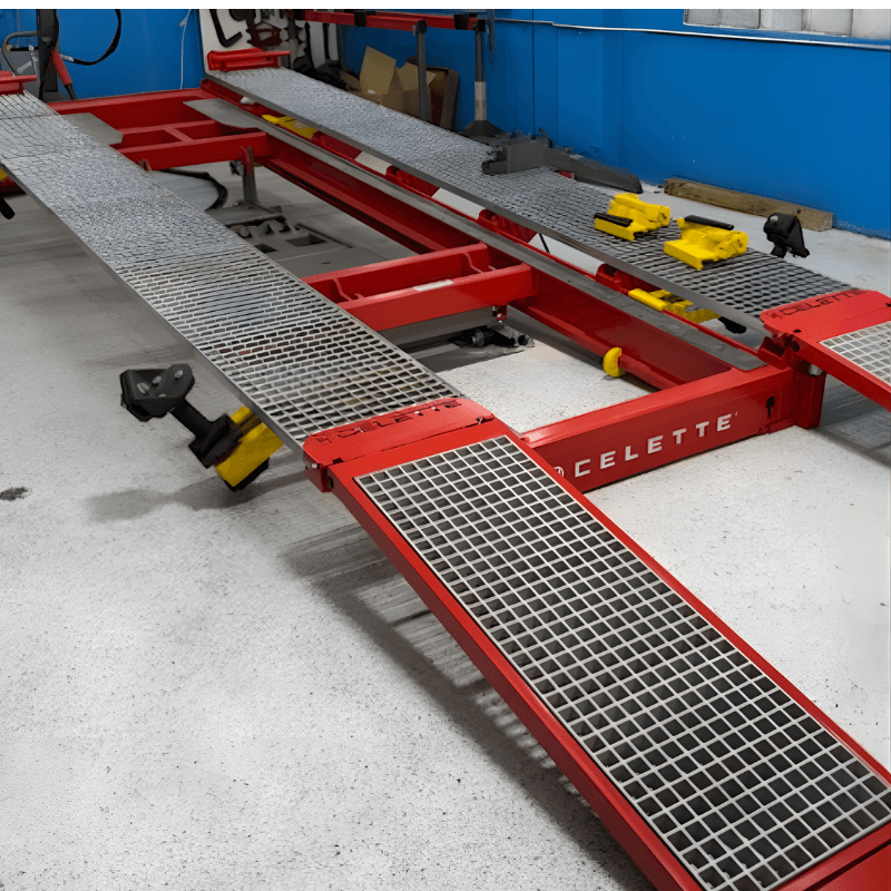 Frame alignment and straightening system for auto body repair shops
