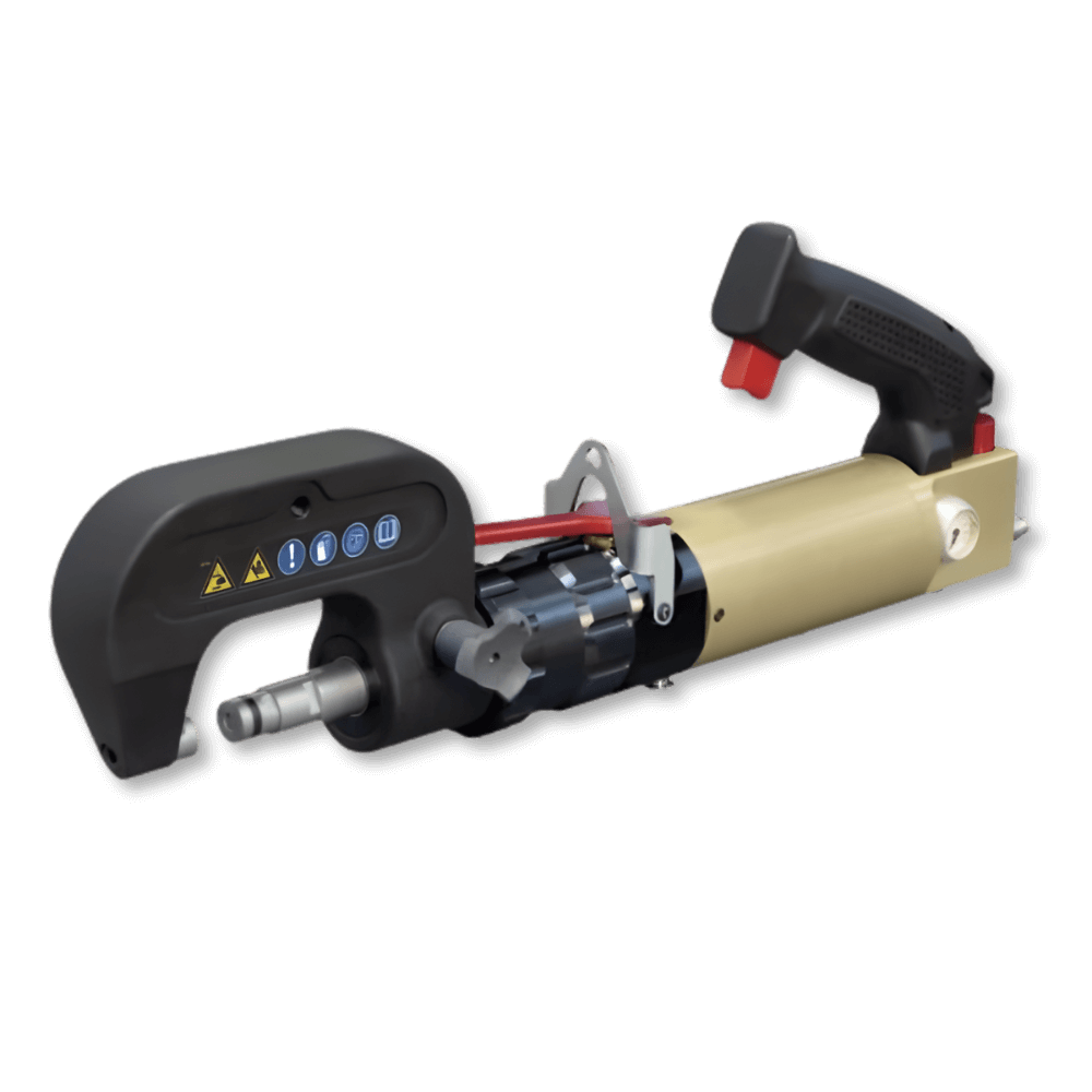 Push-pull riveting system for collision repair setting self-piercing, flow-form, and solid rivets with regulated force and traceability