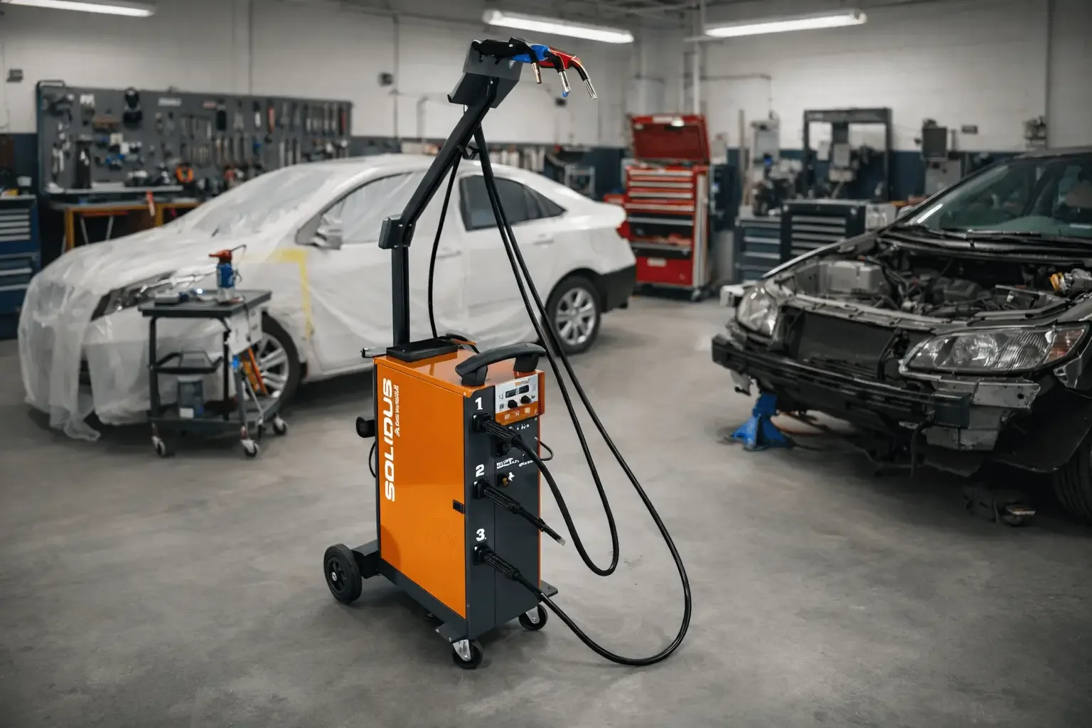 Solidus MIG Welder In A Auto Body Shop