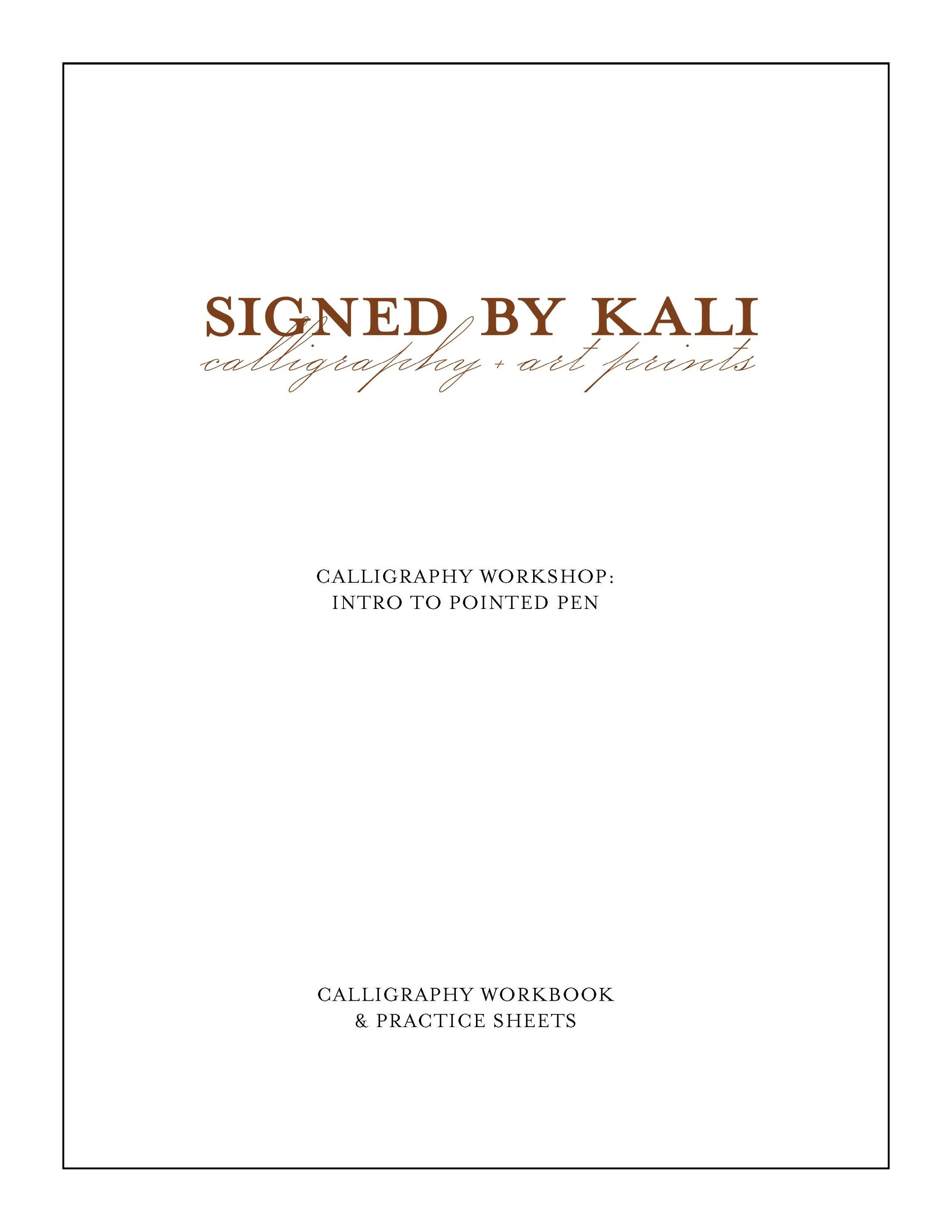 Calligraphy Workbook Lowercase Letters | Signed by Kali