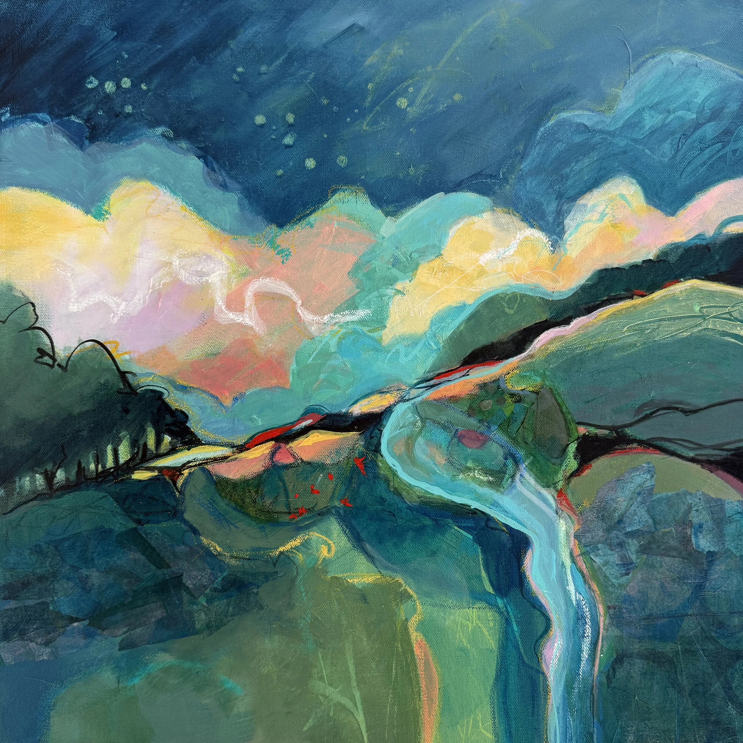 WAY UP — Acrylic Mixed Media on Gallery Canvas — 20x20 inches