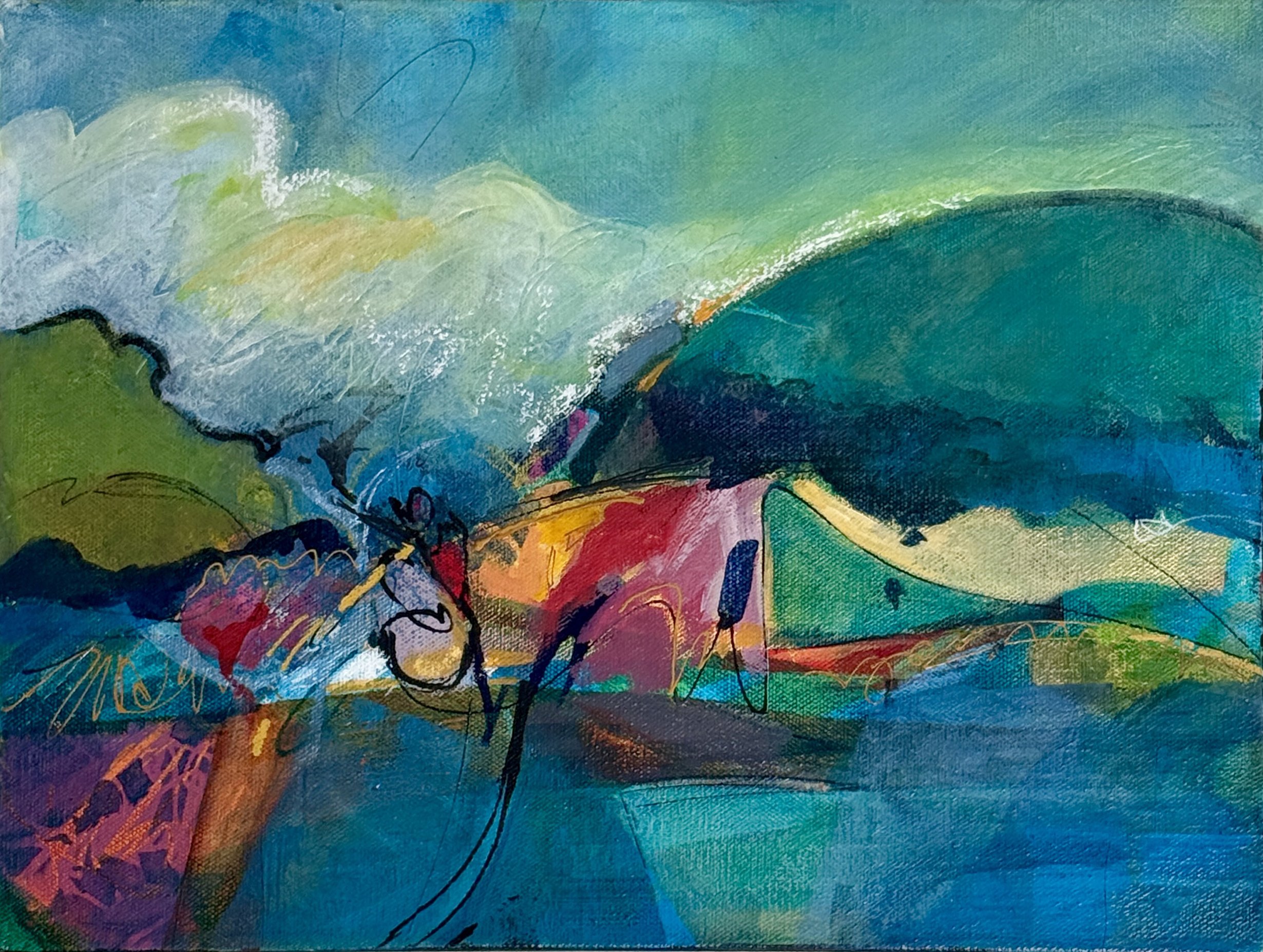 RISE —  Acrylic Mixed Media on Gallery Canvas — 12x16 inches