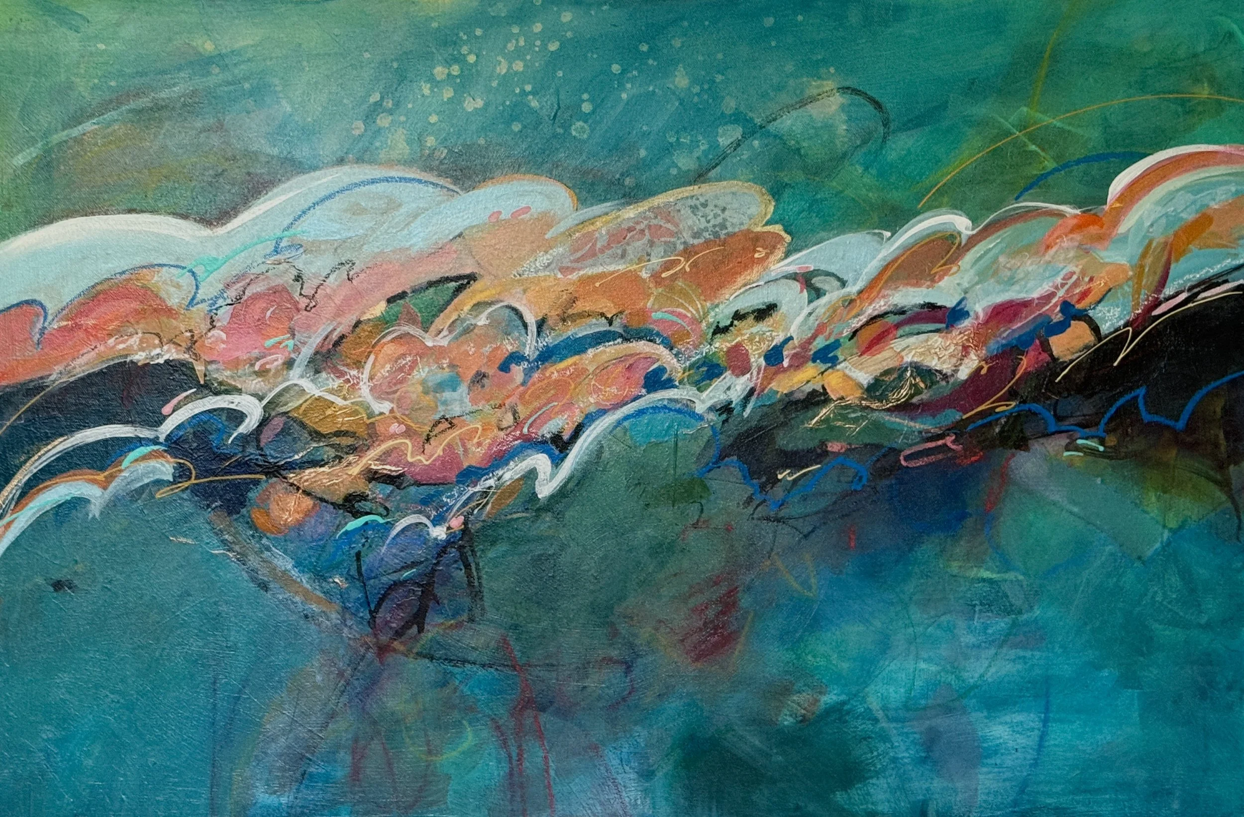 SEE SWELL — Acrylic Mixed Media on Gallery Canvas — 24x36 inches