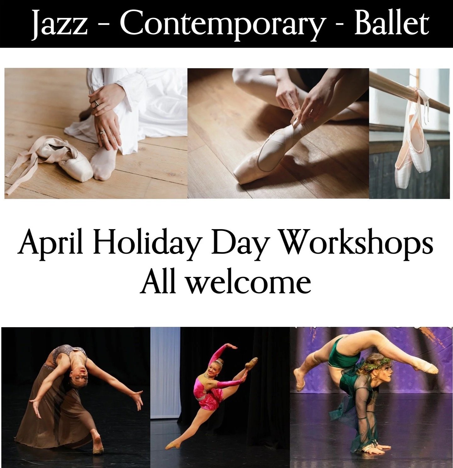 April holidays dance workshop. Jazz, contemporary and ballet.