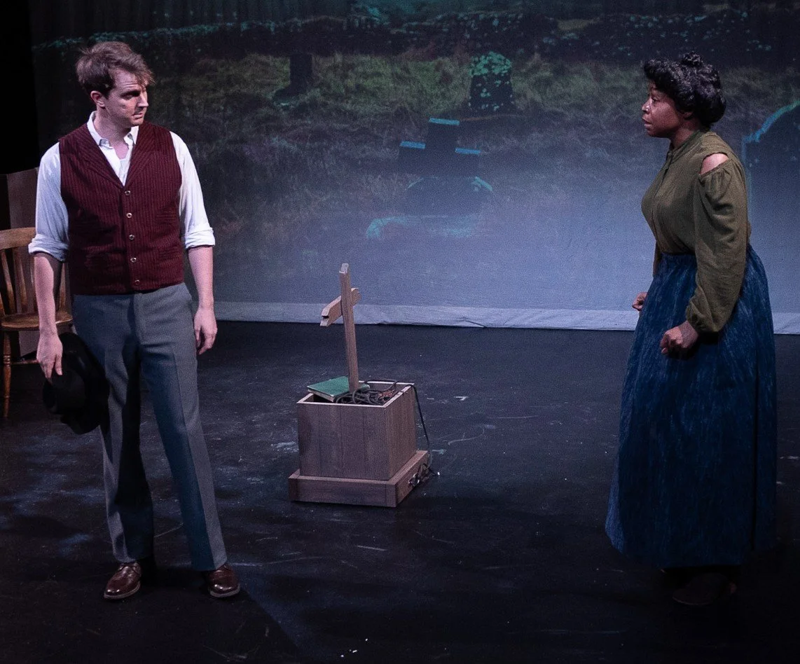 Beatrice's green blouse was rigged to look torn after a fight.