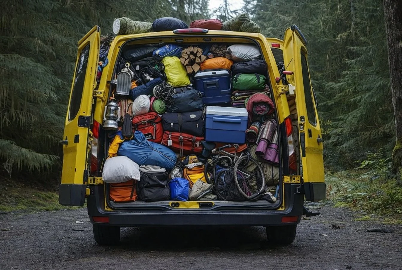 overpacked camper van