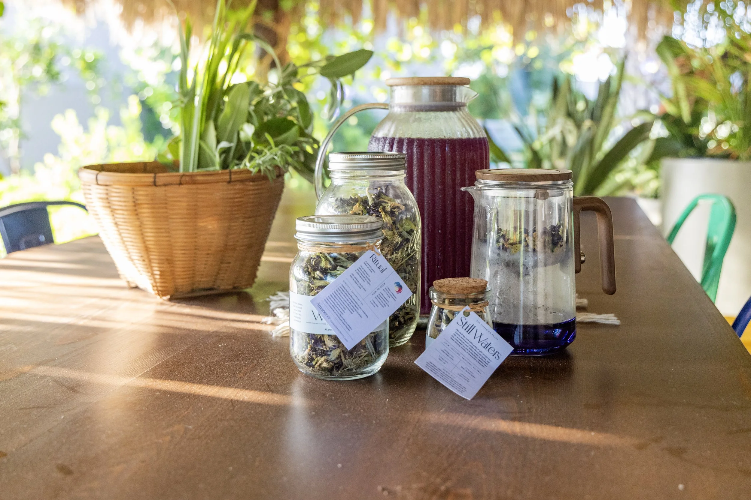 Handcrafted herbal tea blends from Amanecer Botanicals, Baja California