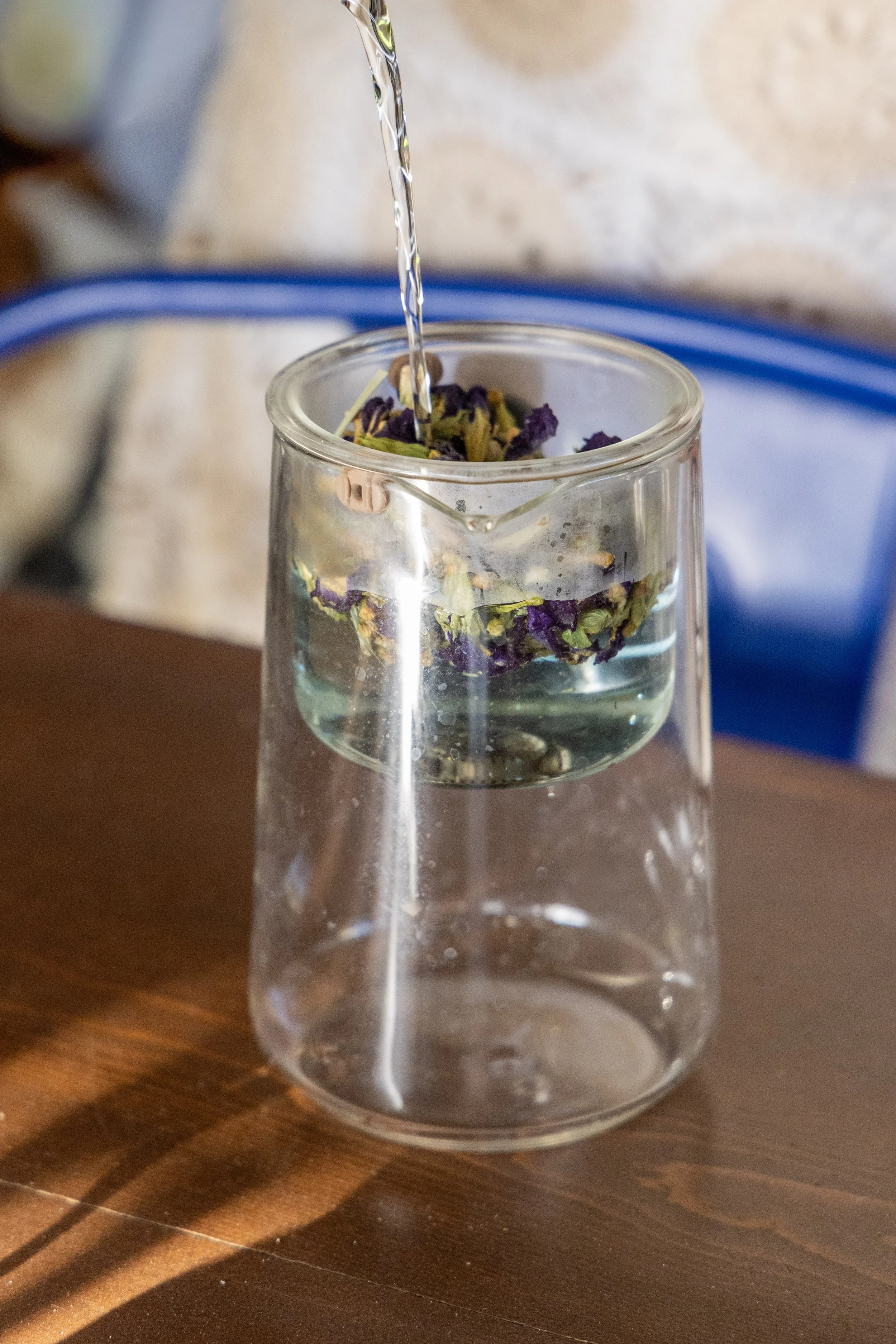 Brewing Still Waters butterfly pea flower tea