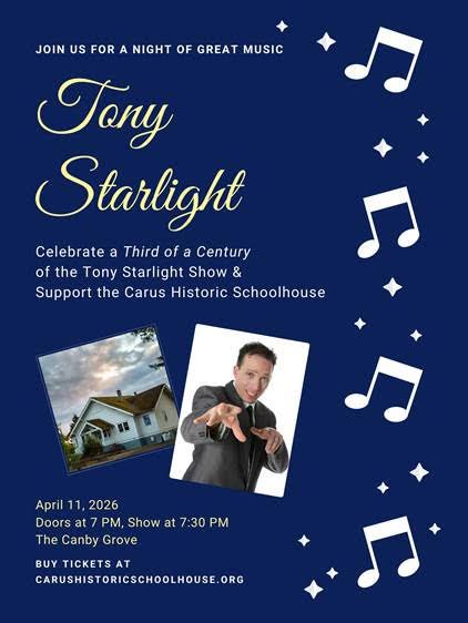 Tony Starlight Concert in support of the Carus Historic Schoolhouse