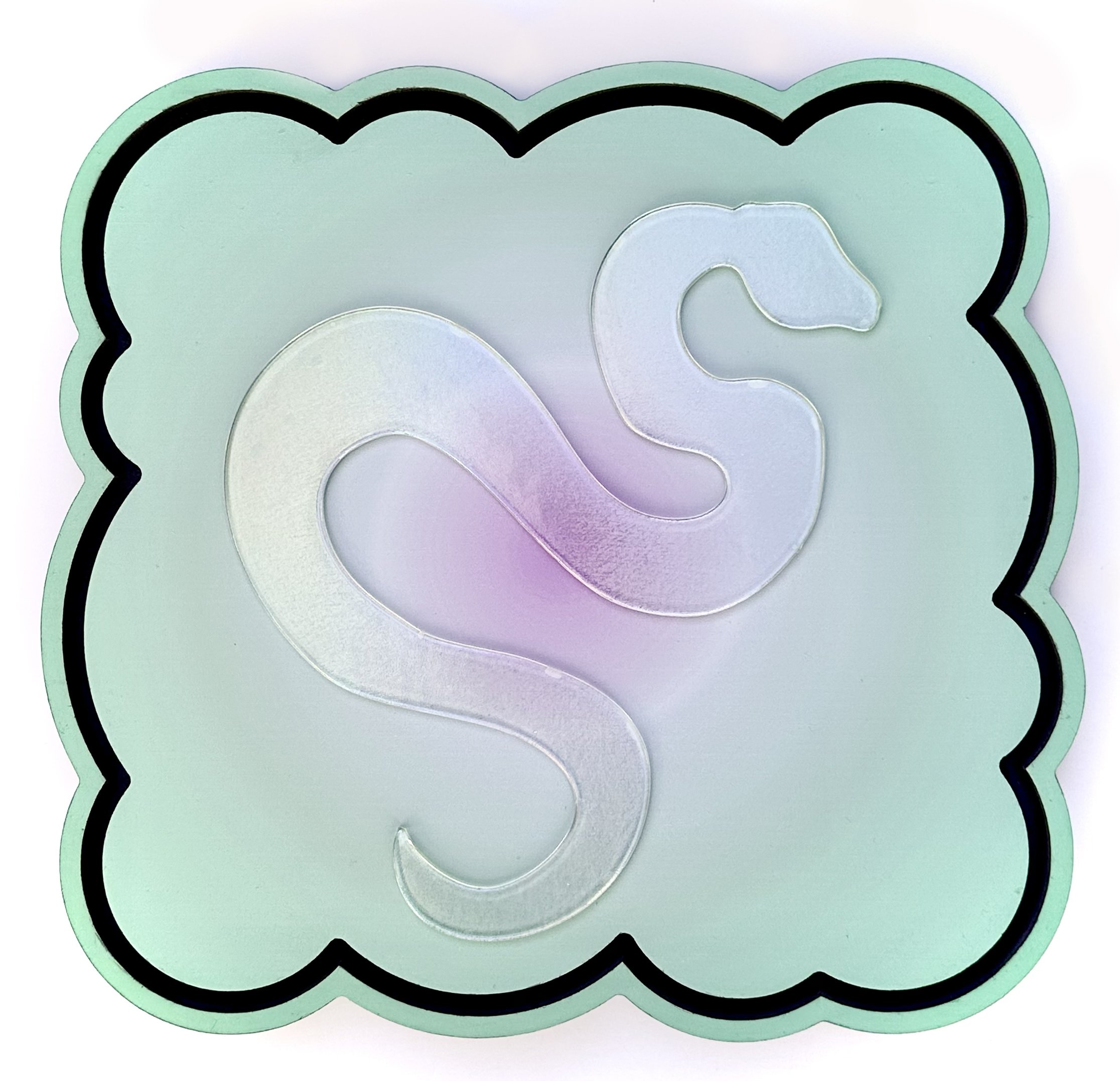 Cloud 4  2025 Dichroic Kiln formed Glass Acrylic Ink On Panel  12x12