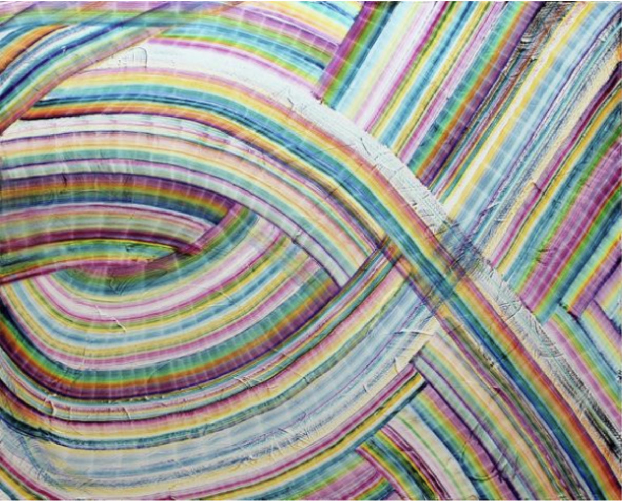 Forest Rainbow Weaver 2026  oil on porous matte gesso, 48” x 60”
