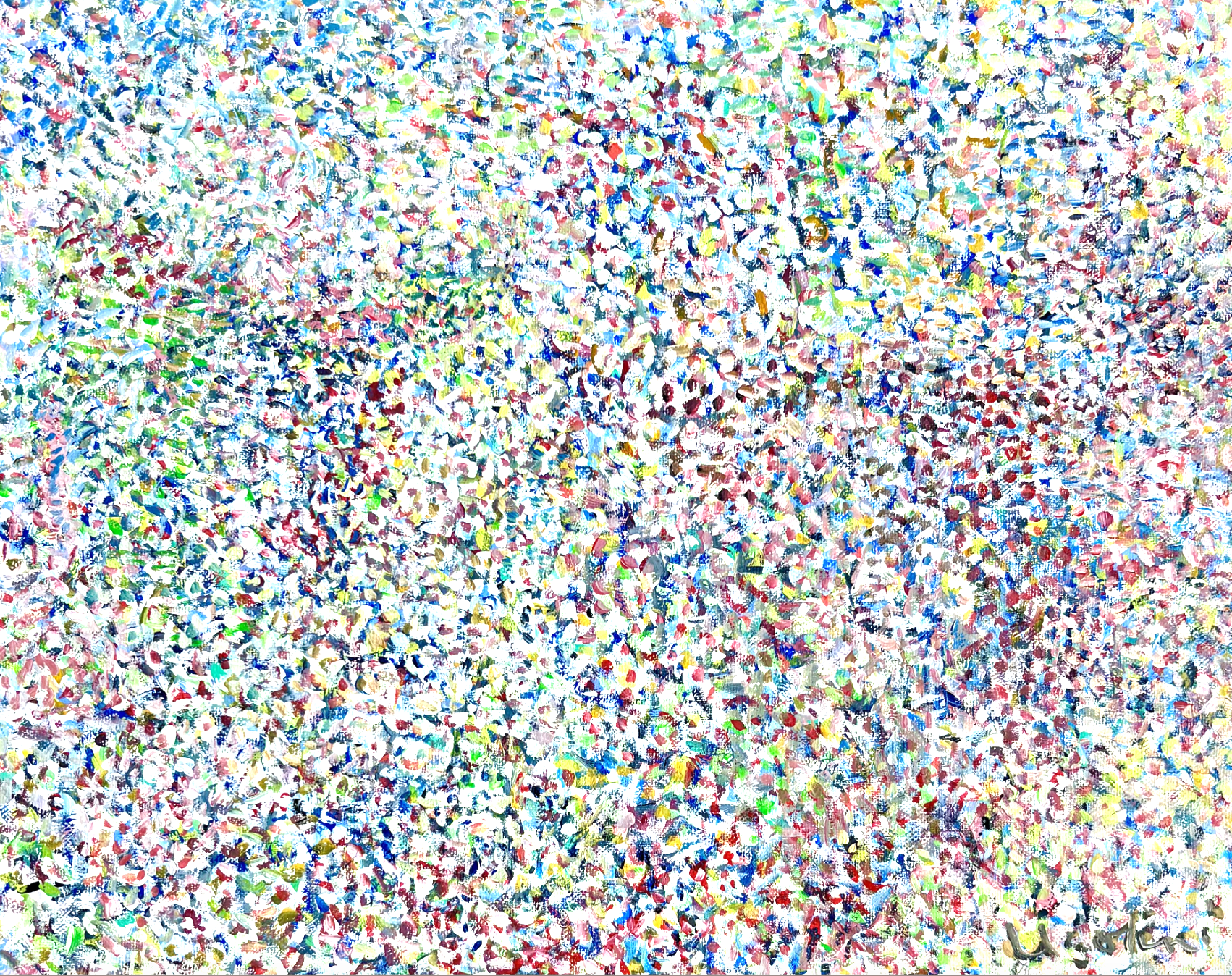two people and the green grass 
flashe on canvas 
14 x 18 in 2026