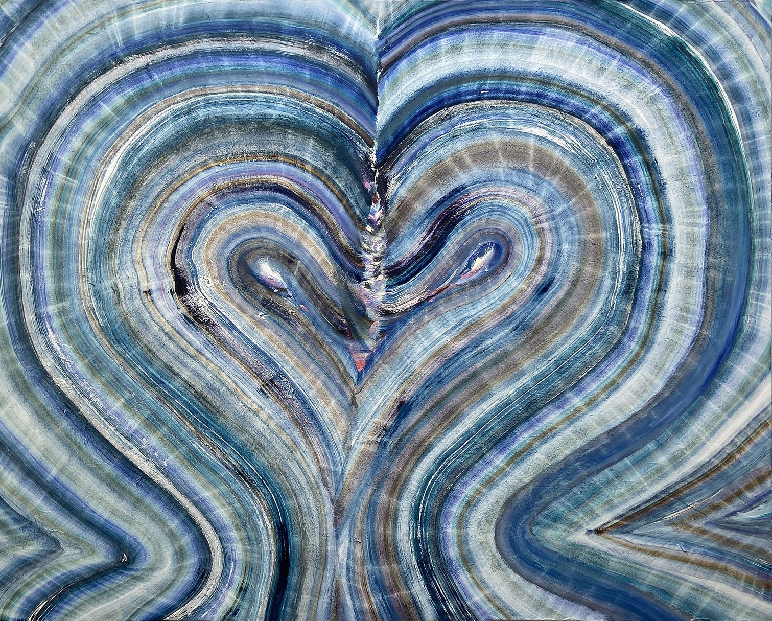 Blue swan painting  2023 oil on canvas 48" x 60"