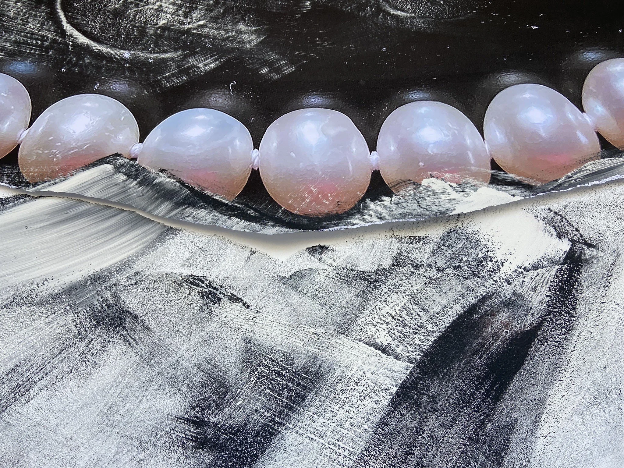 Venus Walks on Pearls 2022 print on paper, paint, Detail of original installation in Germany