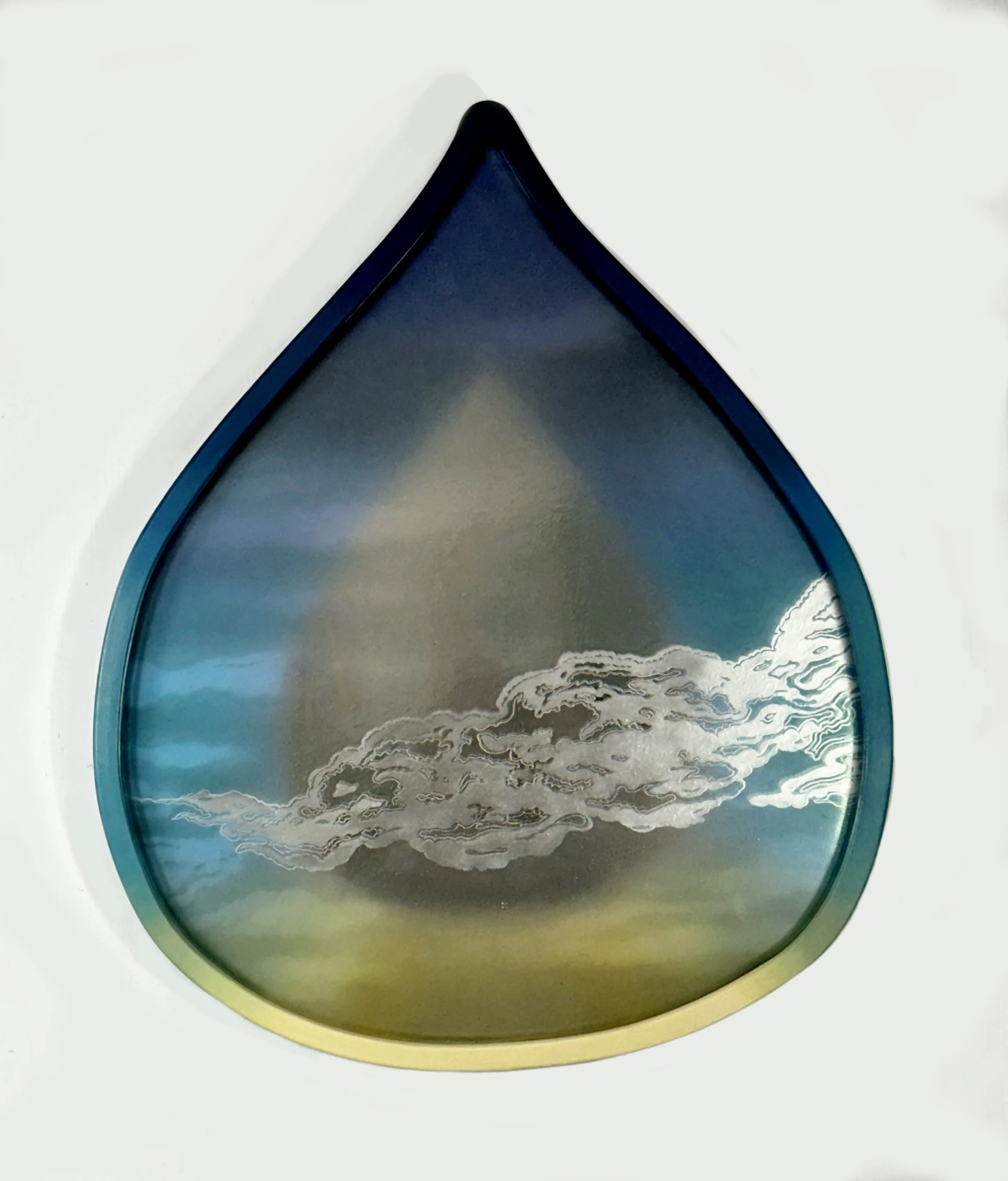 Tears Fall and Catch Light 2025 Kiln Glass, Enamel, Mirror, Frame 20x16.5