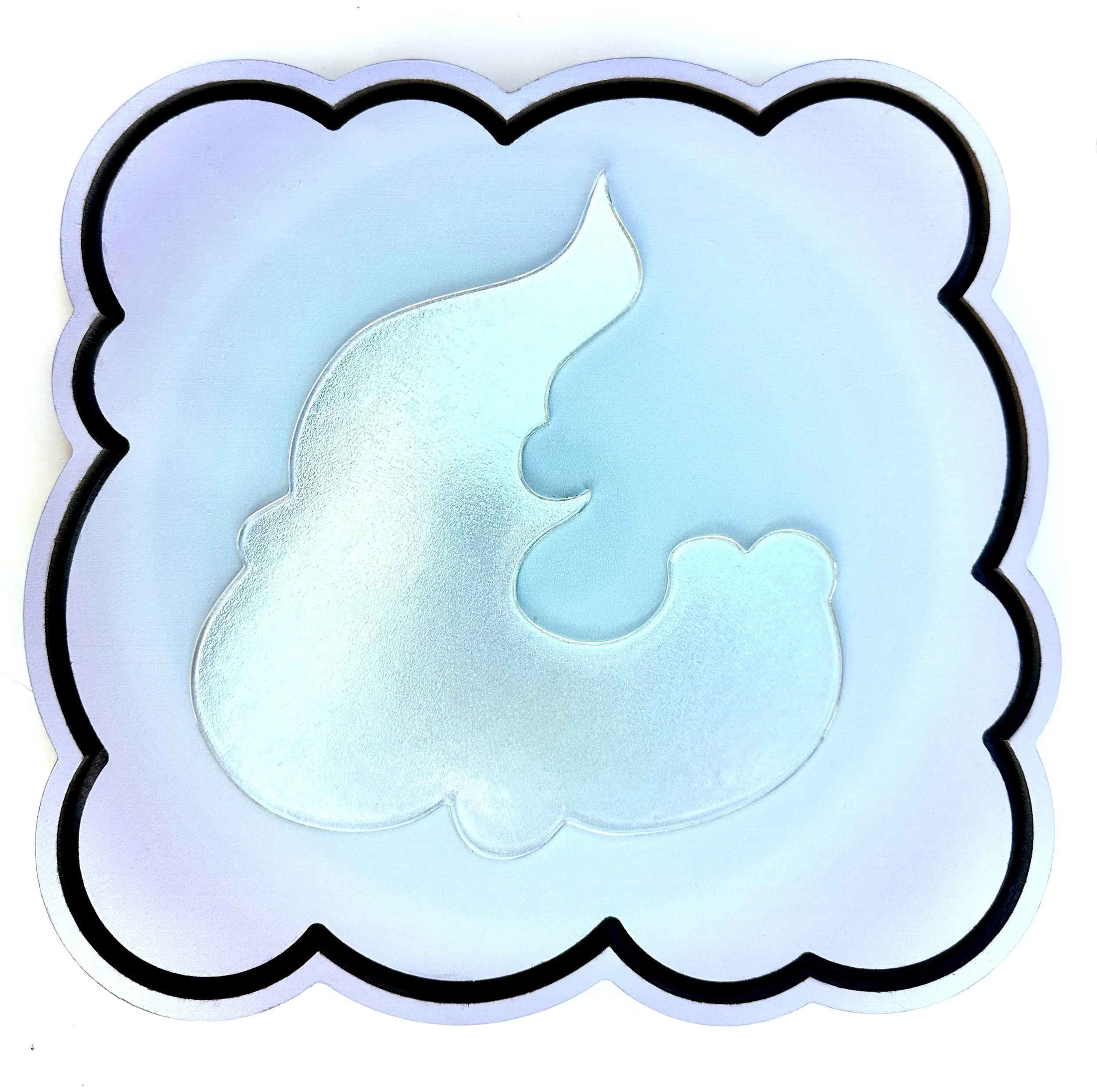 Cloud 2  2025 Dichroic Kiln formed Glass Acrylic Ink On Panel 12x12