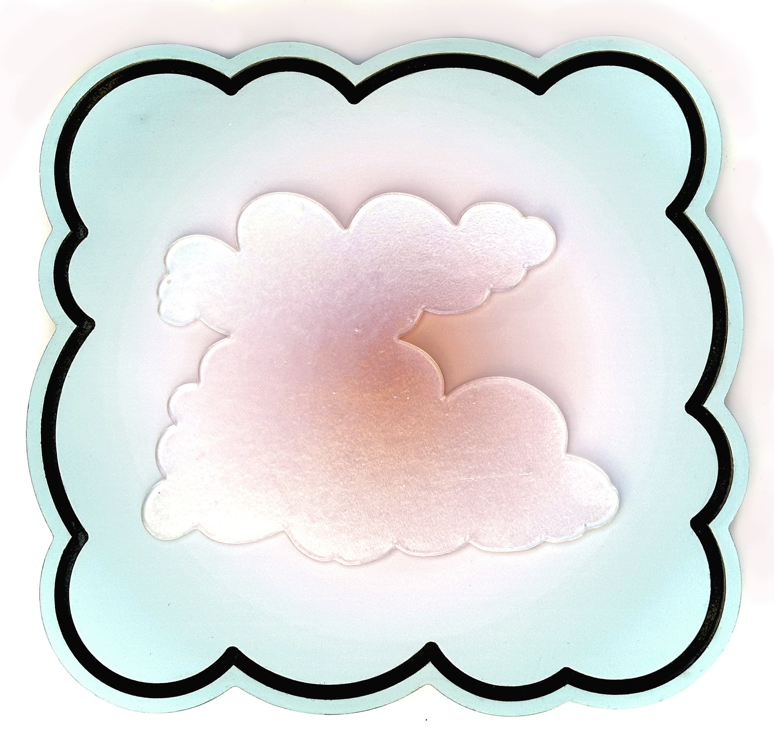 Cloud 1  2025 Dichroic Kiln formed Glass Acrylic Ink On Panel  12x12 