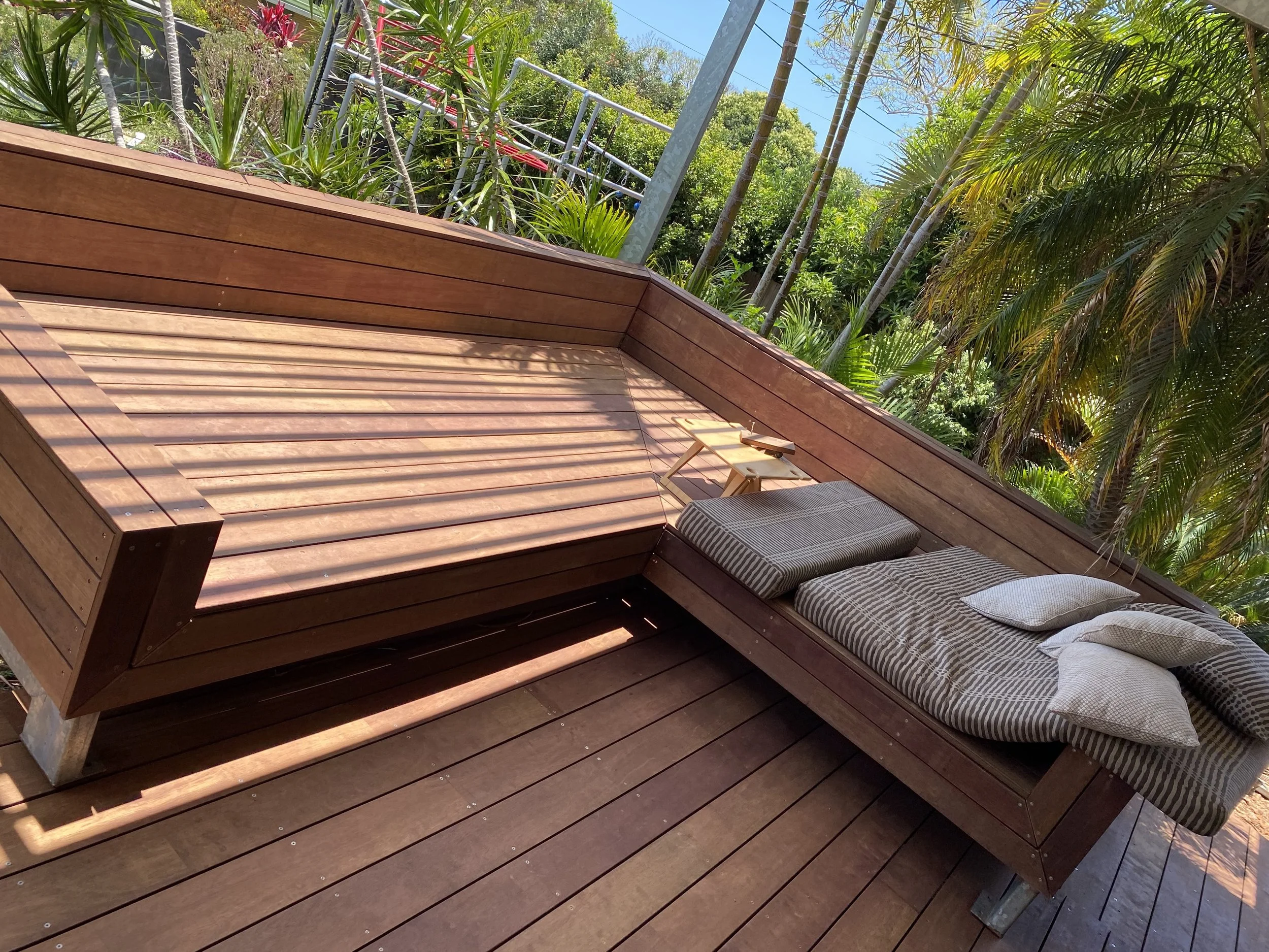 hardwood decking daybed lounge area