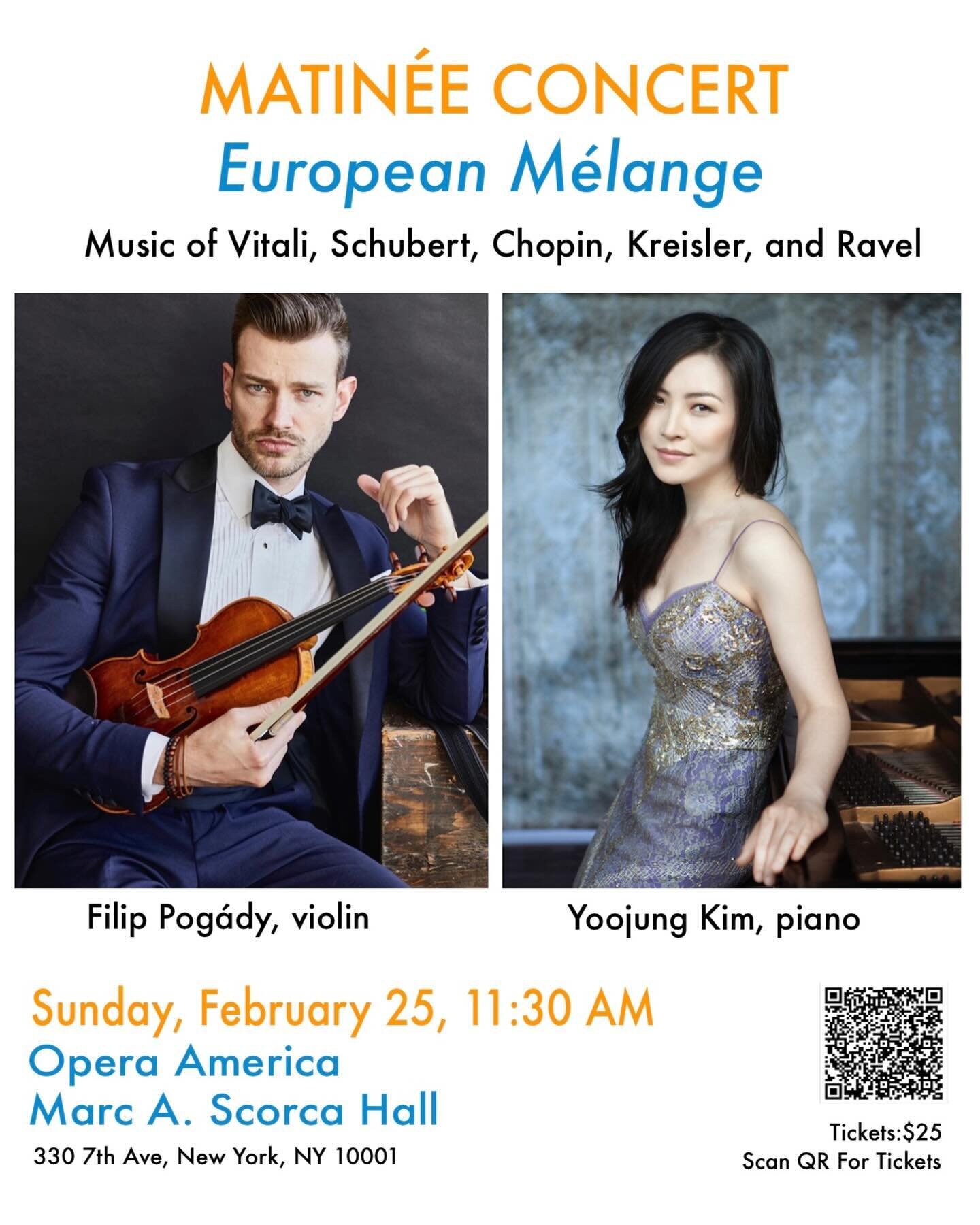 🎶 Don&rsquo;t you just love a relaxing Sunday morning? Come join me and fabulous Filip Pogady for morning coffee and wonderful music at the Martinee Concert! ☀️🎹 🎻 ☕️ 
.
.
.
#Sunday #Morning #music #MartineeConcert #nyc #manhattan #filippogady #pi