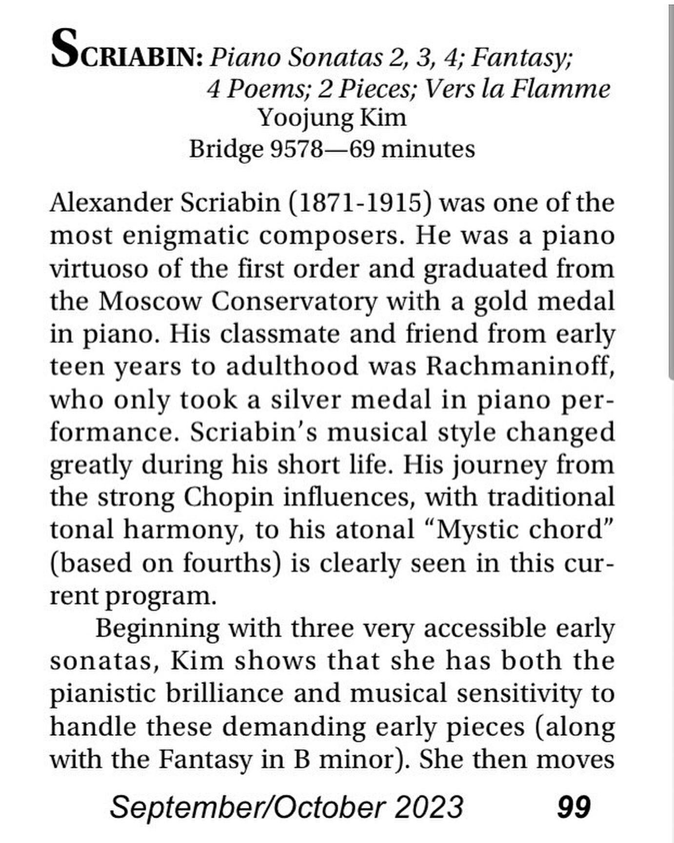 Thank you @AmericanRecordGuide for the great review!! 🎹💿🌟 
.
.
.
#americanrecordguide #review #scriabin #piano #recording #GRAMMYs&nbsp;#classicalmusic #spotify #applemusic #amazonmusic #happy #pianist