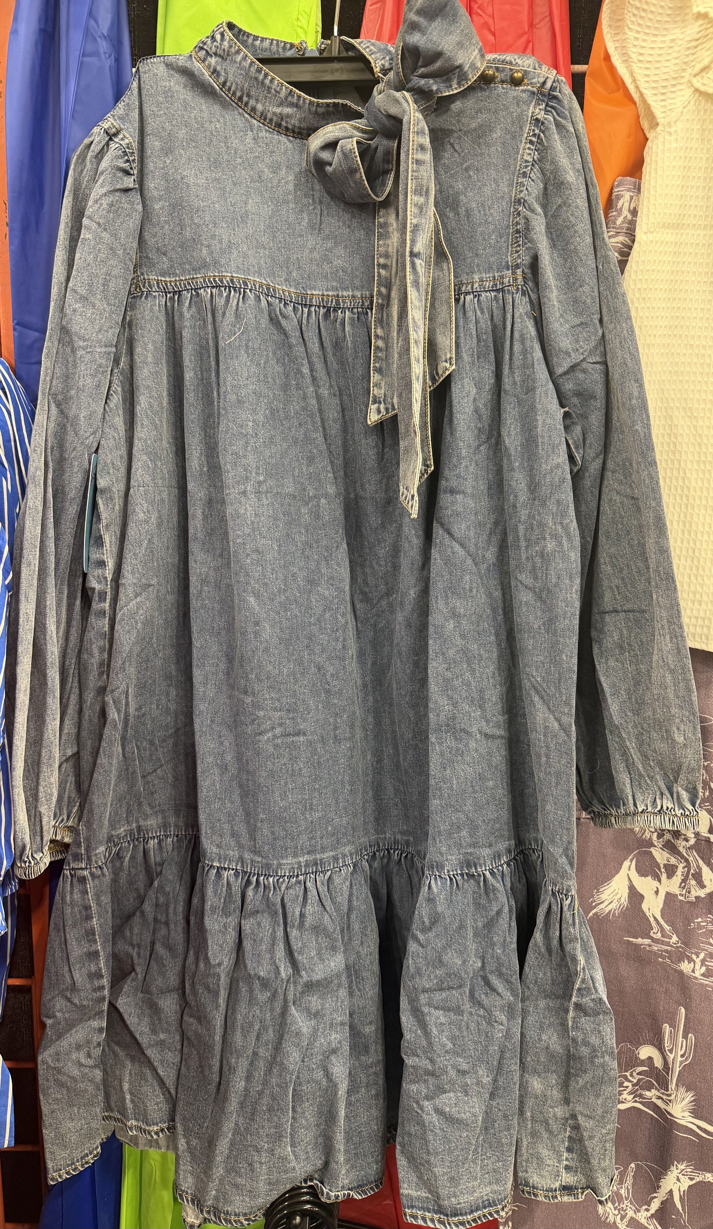 Longsleeve Denim Bow Dress