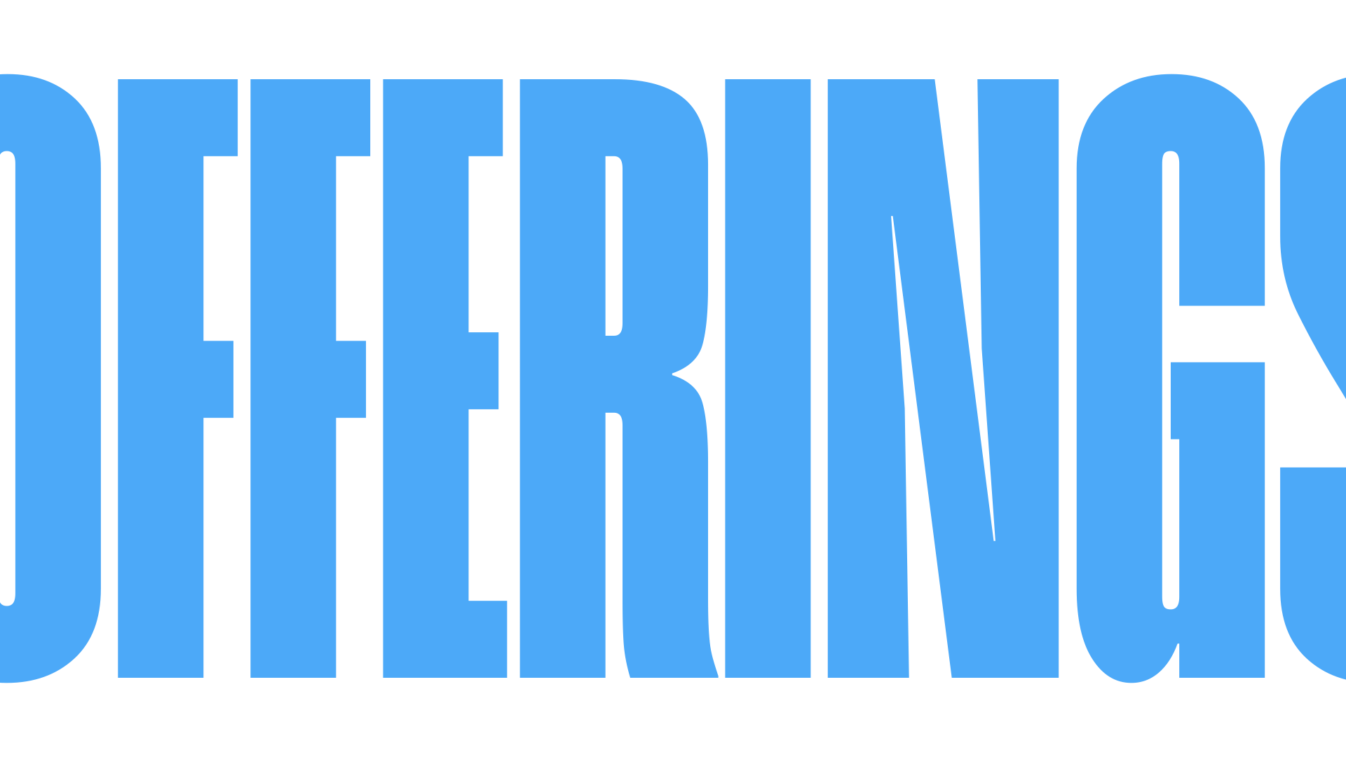 Blue text reading 'OFFERINGS' in a stylized, jagged font.