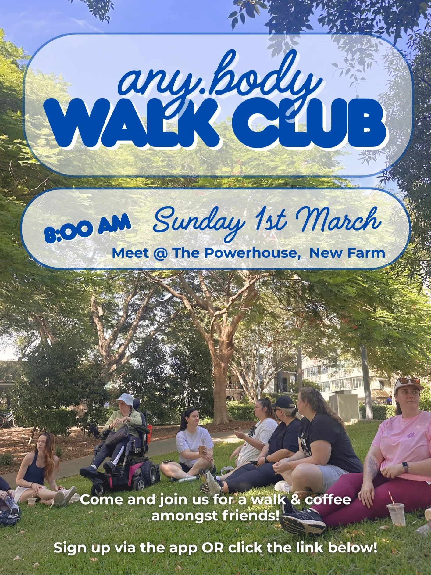 WALK CLUB IS BACK 🌞

Our next any.BODY Walk Club is happening this weekend and we&rsquo;d love you to join us! 

🗓️ Sunday 1st March 
⏰ 8:00am 
📍Meet at Powerhouse Museum, New Farm 

We&rsquo;ll enjoy a relaxed 30-40 min walk, then finish with a c
