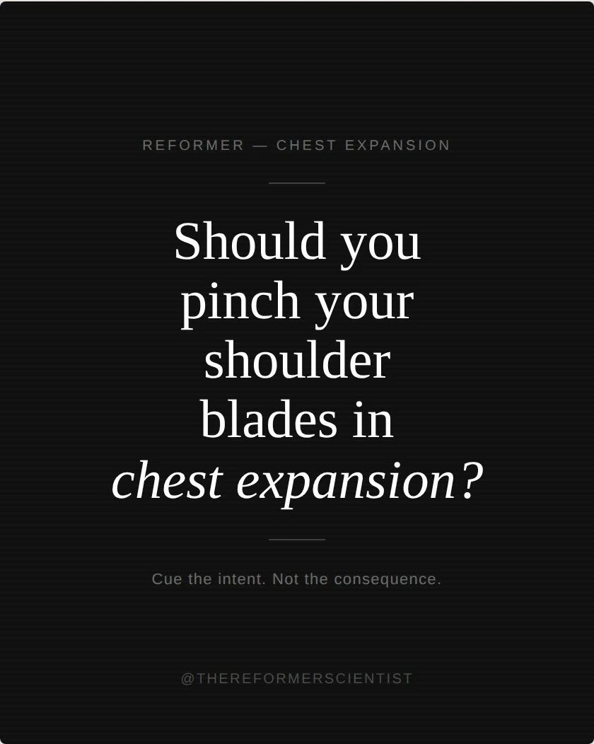 should you cue pinching the shoulder blades in chest expansion? 🤔

most people start chest expansion with a more rounded thoracic and shoulders already rolled forward. the pinch cue comes from a good place, trying to pull the shoulder back into a be