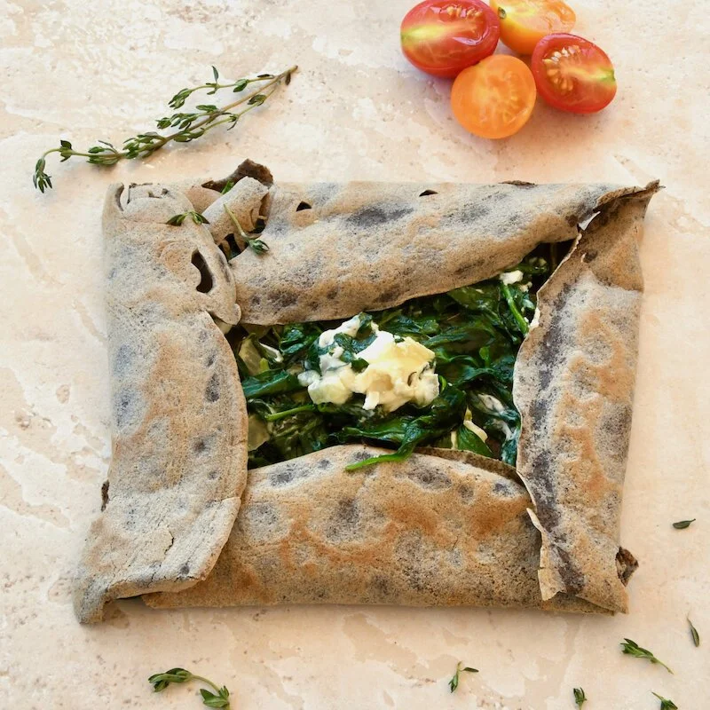 Buckwheat Galettes With Spinach And Goat Cheese In Mont Saint Michel, France