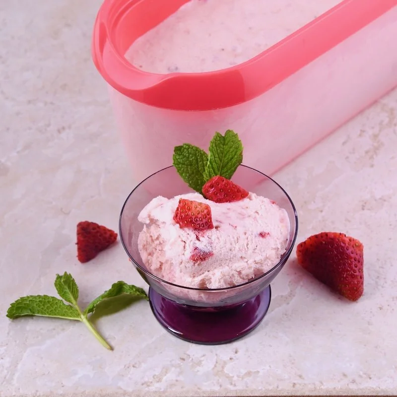 Strawberry Ice Cream In Normandy, France