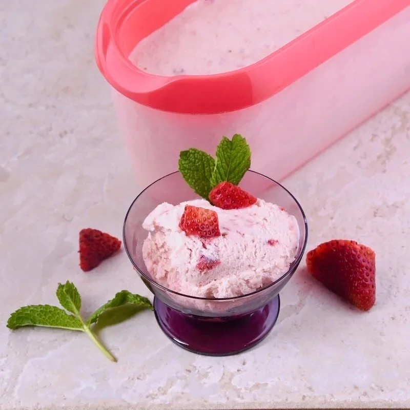 Summer fresh, easy homemade strawberry ice cream! We had a lot of it through our travels in Normandy! Find the recipe and story on our latest blog post, link in bio