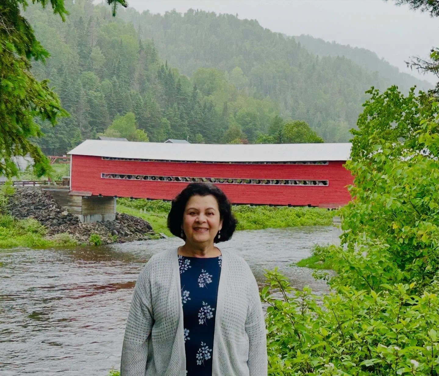 Gorgeous historic covered bridge in Routhierville Quebec
