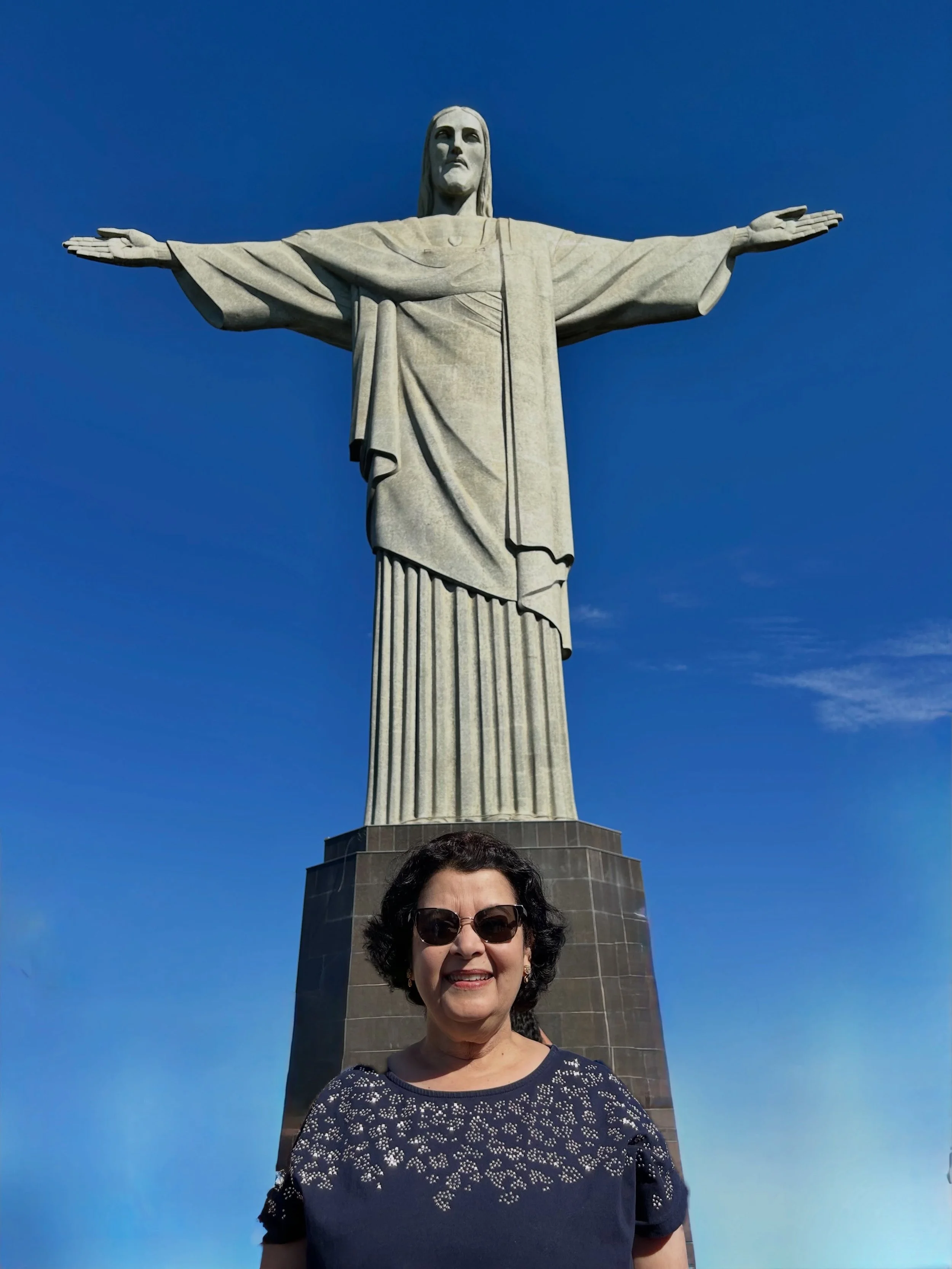 The famous giant statue of Christ the Redeemer, right on top of a mountain in Rio de Janeiro!
