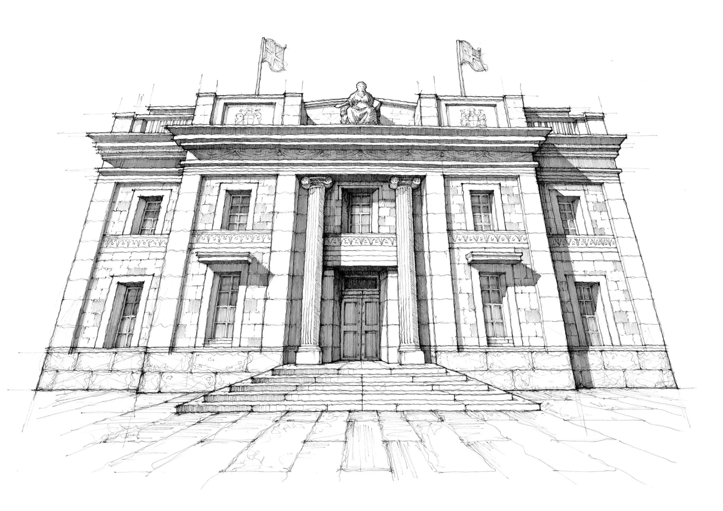 Bristol Register Office Rooms, 2026, Pen and Ink on Paper - 42.0 x 29.7 cm