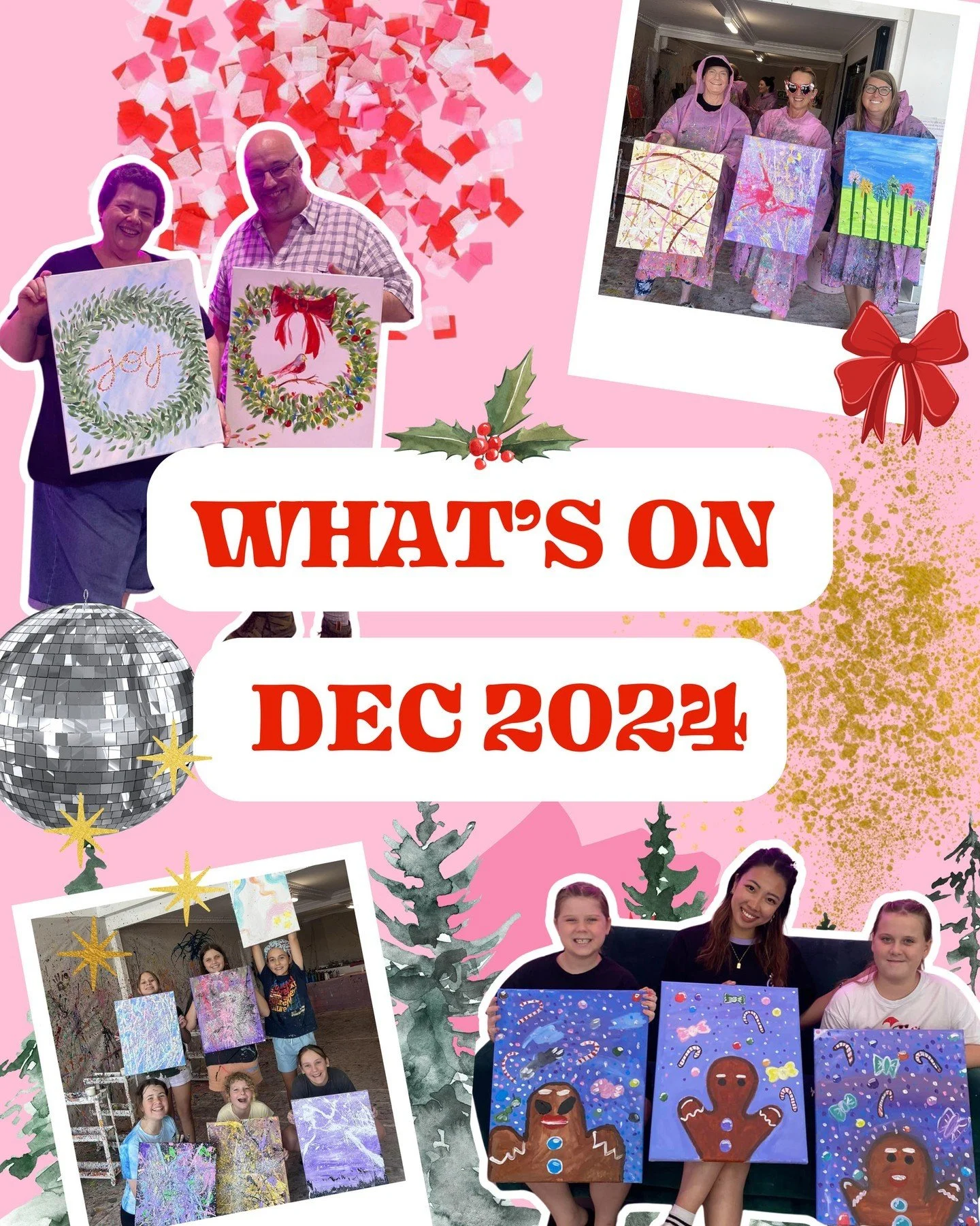 Silly Season 🫱🏼&zwj;🫲🏽 Ros&eacute; Soir&eacute;e...⁠
⁠
It's time to paint, sip and splatter your way through to Christmas, gals n guys 🕺🏼🪩⁠
⁠
We've got quite the agenda lined up for you in December, which means this is your sign to end 2024 wi