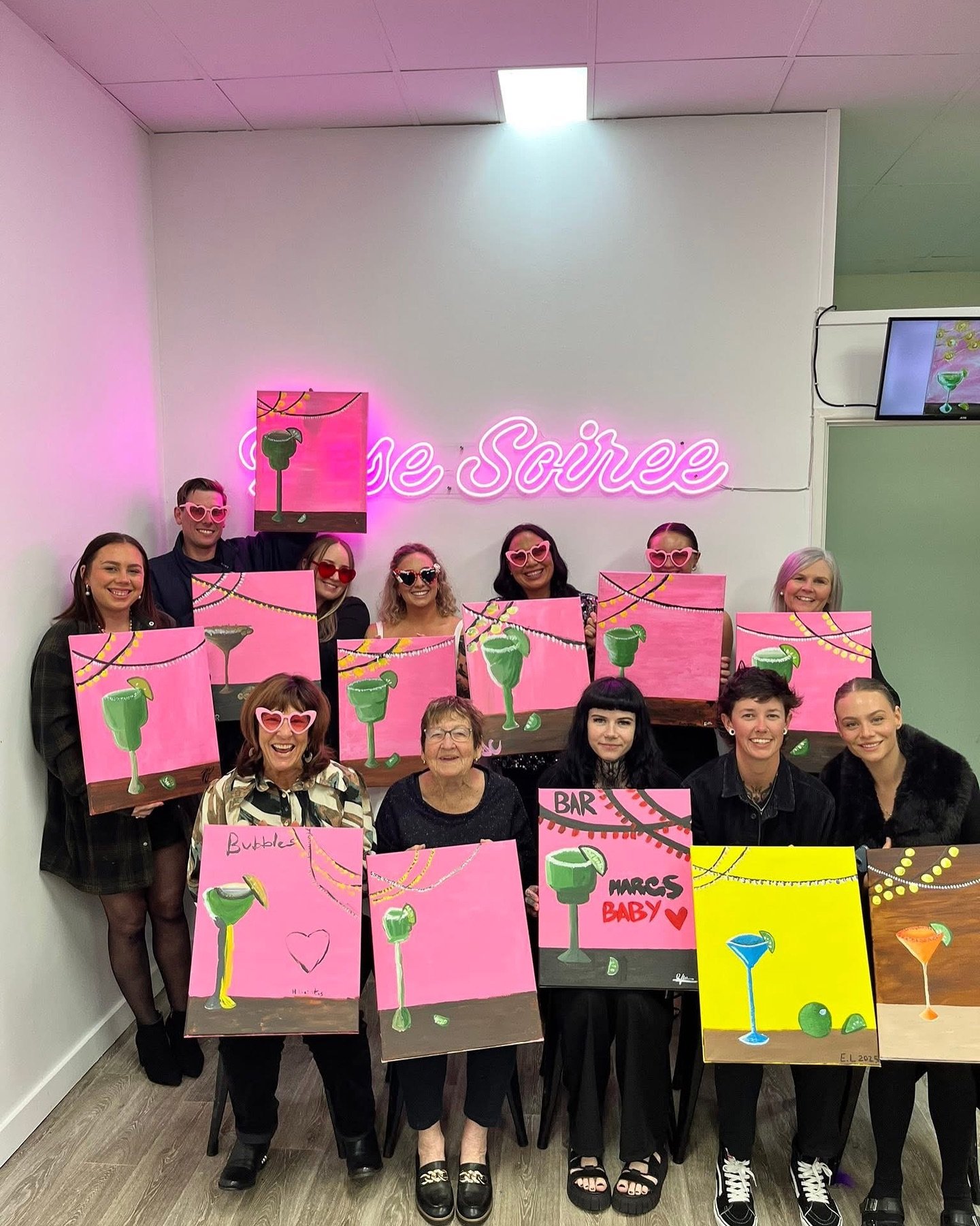 HAPPY HENS PHOEBE 🥳 🥂 
Thank you for choosing to celebrate with us painting and sipping 

Our Margarita painting is fast becoming the hens party fav! 

Thank you to our fav Queens @leishaluck &amp; @kweefkween for always bringing the vibes 💅🏼

Kn