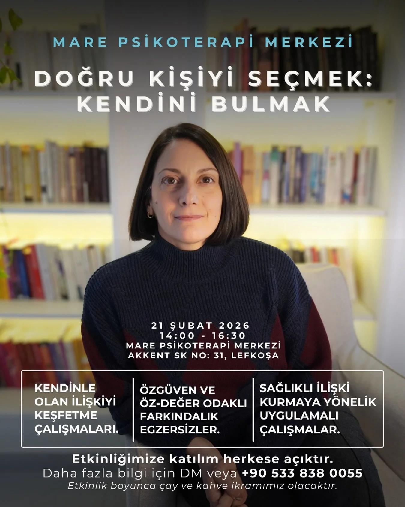 İlk ilişkin, her zaman kendinle olan ilişkidir.
Doğru kişiyi se&ccedil;mek;
&ouml;nce kendini tanımaktan ge&ccedil;er.

&ldquo;Doğru Kişiyi Bulmak&rdquo; dediğimiz bu yolculukta,
aradığımız kişi dışarıda değil.
Bu at&ouml;lyede bulacağın kişi sensin.