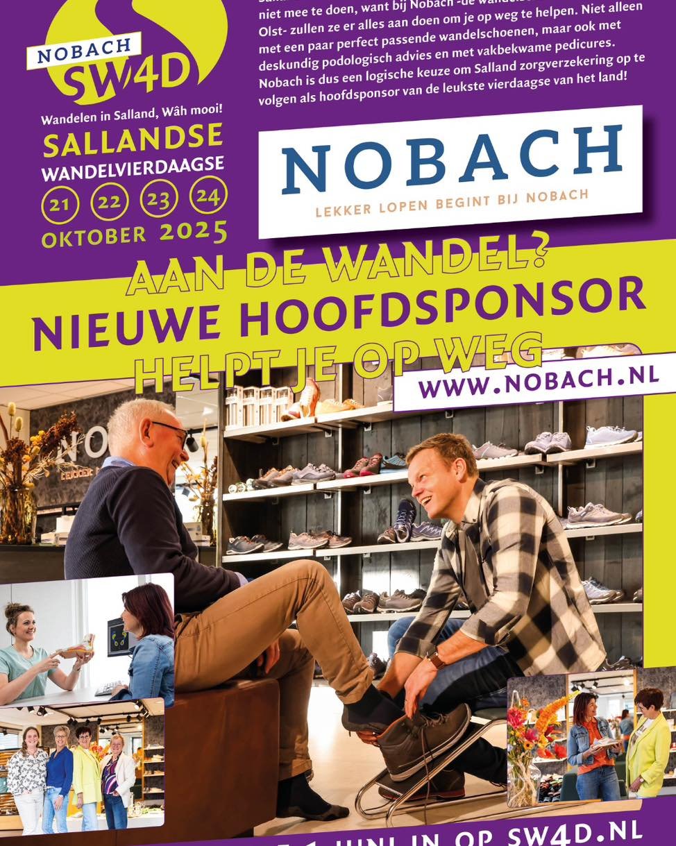 Met trots kunnen wij bekend maken dat wij de nieuwe hoofdsponsor zijn van de Sallandse wandelvierdaagse. 

Schijf je in vanaf 1 juni 2025. 

Al jaren zijn wij nauw betrokken bij de Sw4Daagse en dragen het evenement een warm hart toe. 

Voor de editie
