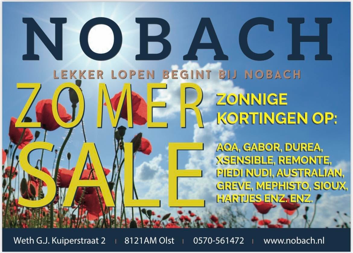 Onze ZOMER OPRUIMING is van start met topmerken als:
Gabor
Durea
Hartjes
Aqa
Piedi Nudi
Remonte 
Australian
Finn Comfort
Greve
Lowa
Domite
Xsensible
En ga zo maar door, loop gerust eens binnen met dit heerlijke weer 😎