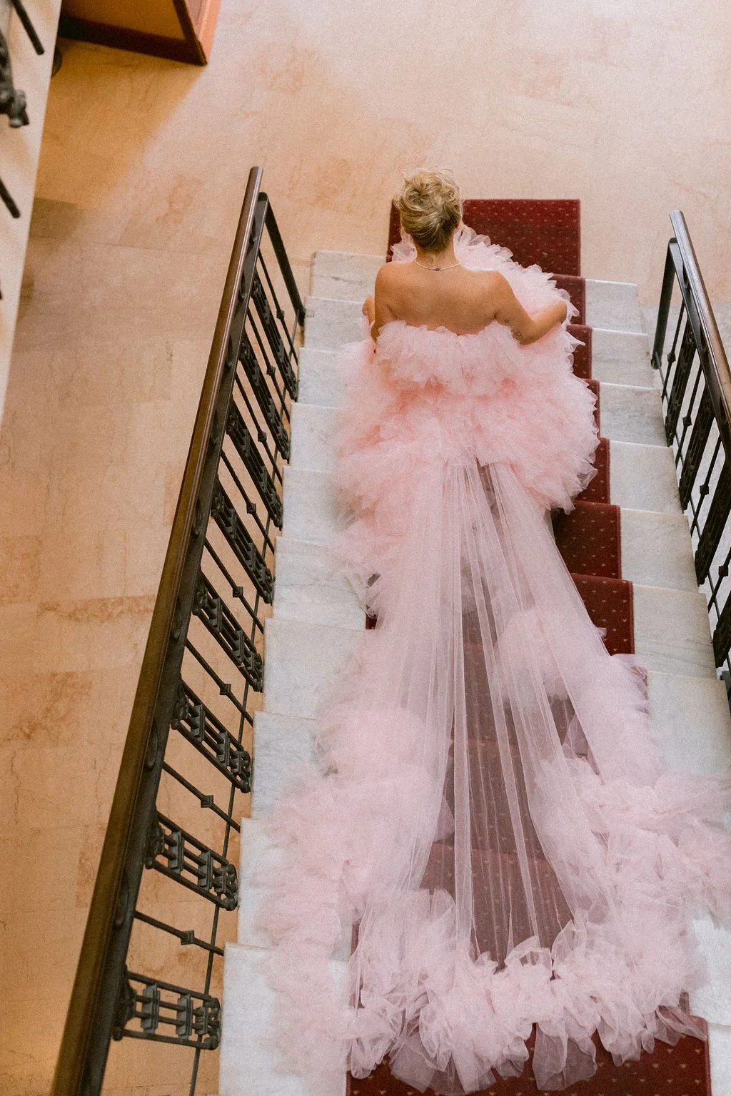 Umbria Destination Wedding - Pink Wedding Dress