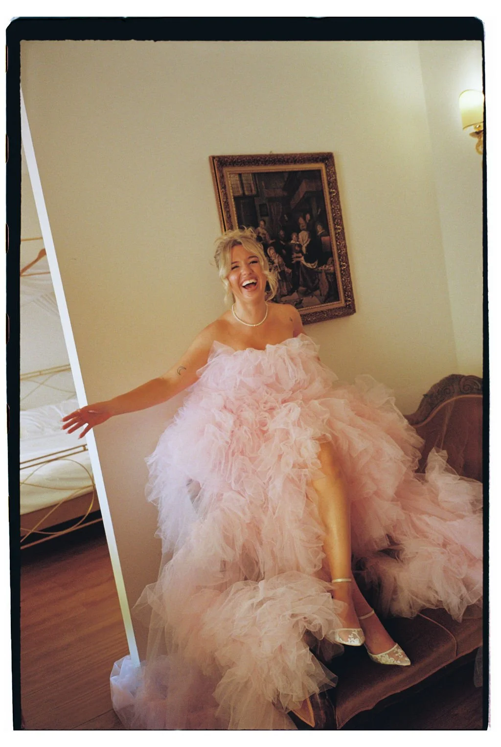 Umbria Destination Wedding - Pink Wedding Gown