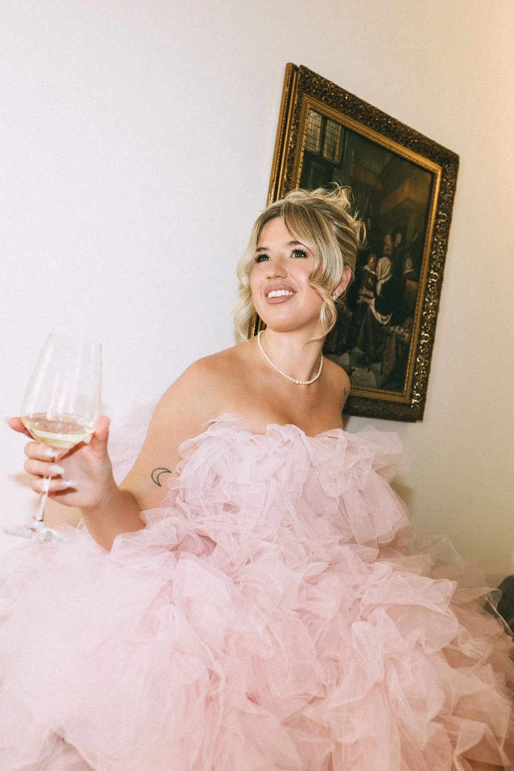 Umbria Destination Wedding - Pink Wedding Gown