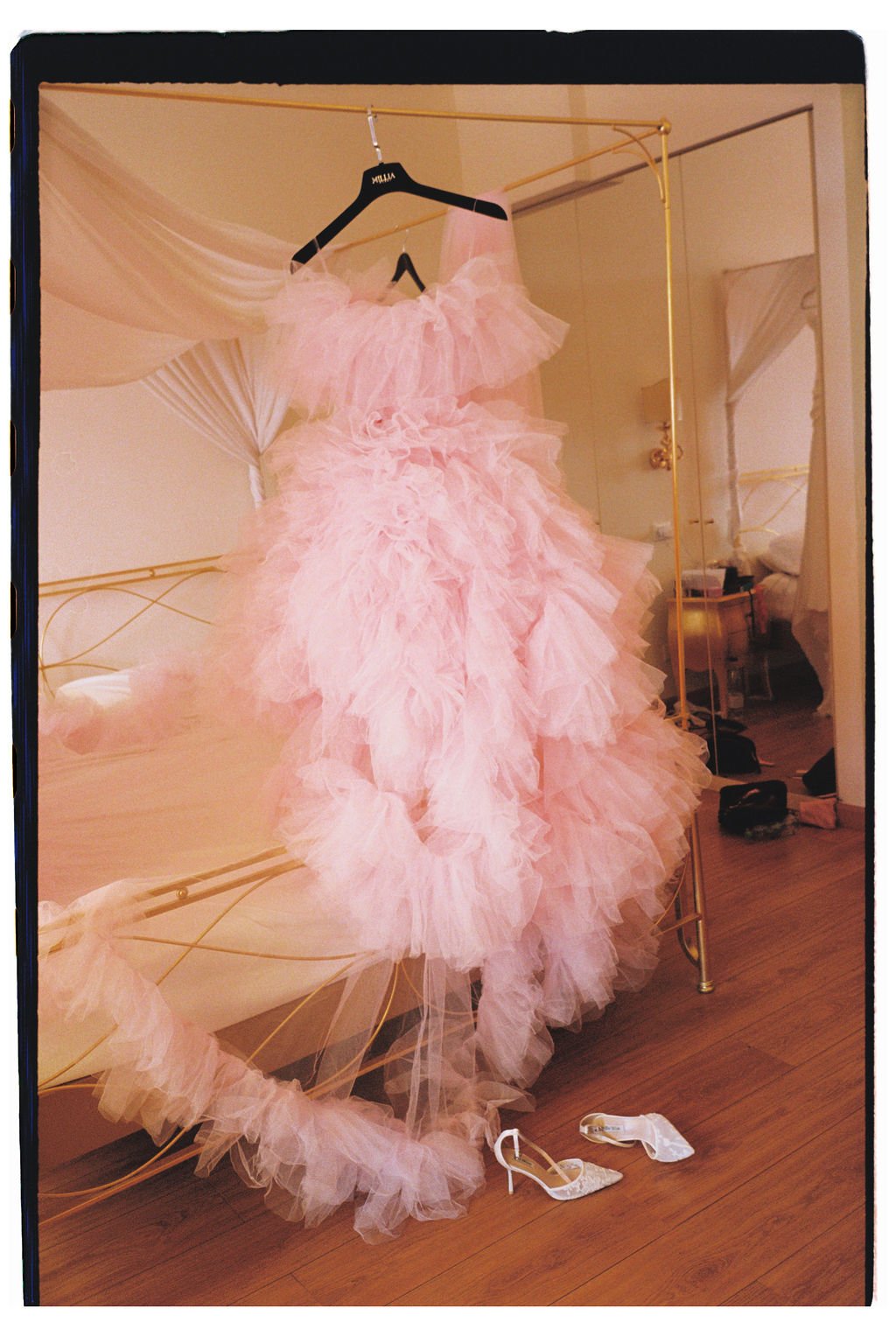 Umbria Destination Wedding - Pink Wedding Gown