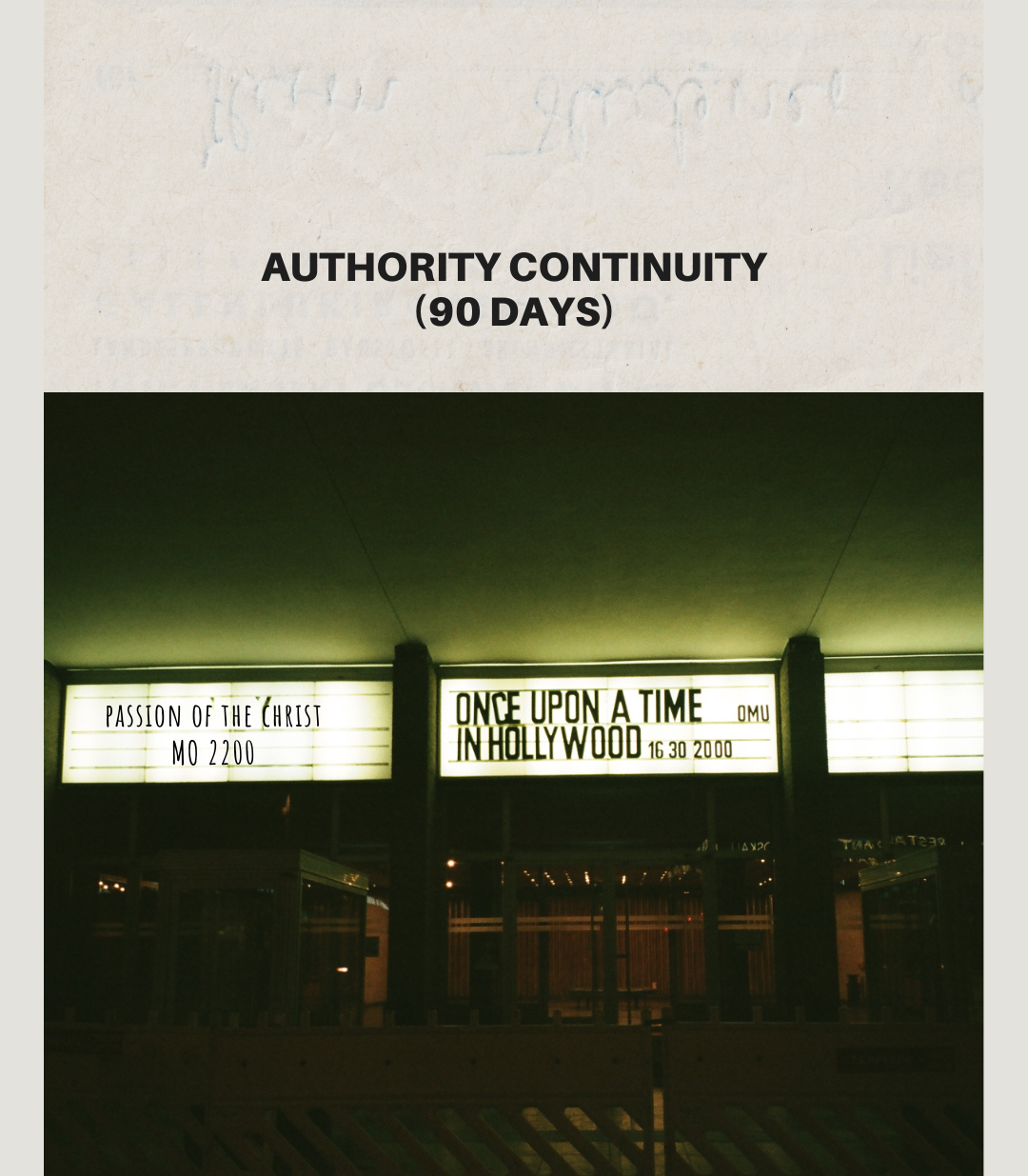 AUTHORITY CONTINUITY (90 DAYS)