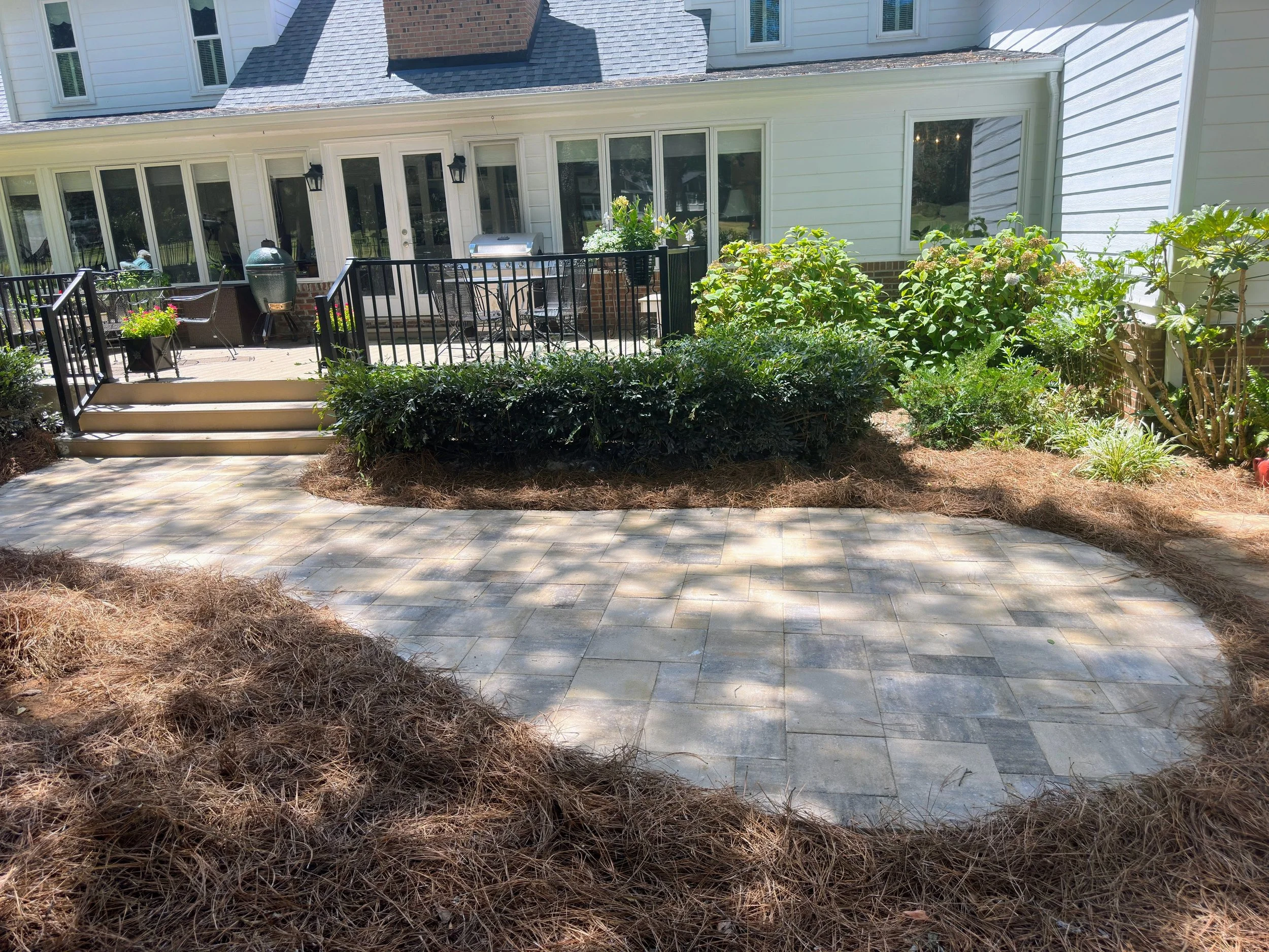 Paver Walkway and Patio in backyard of residential home