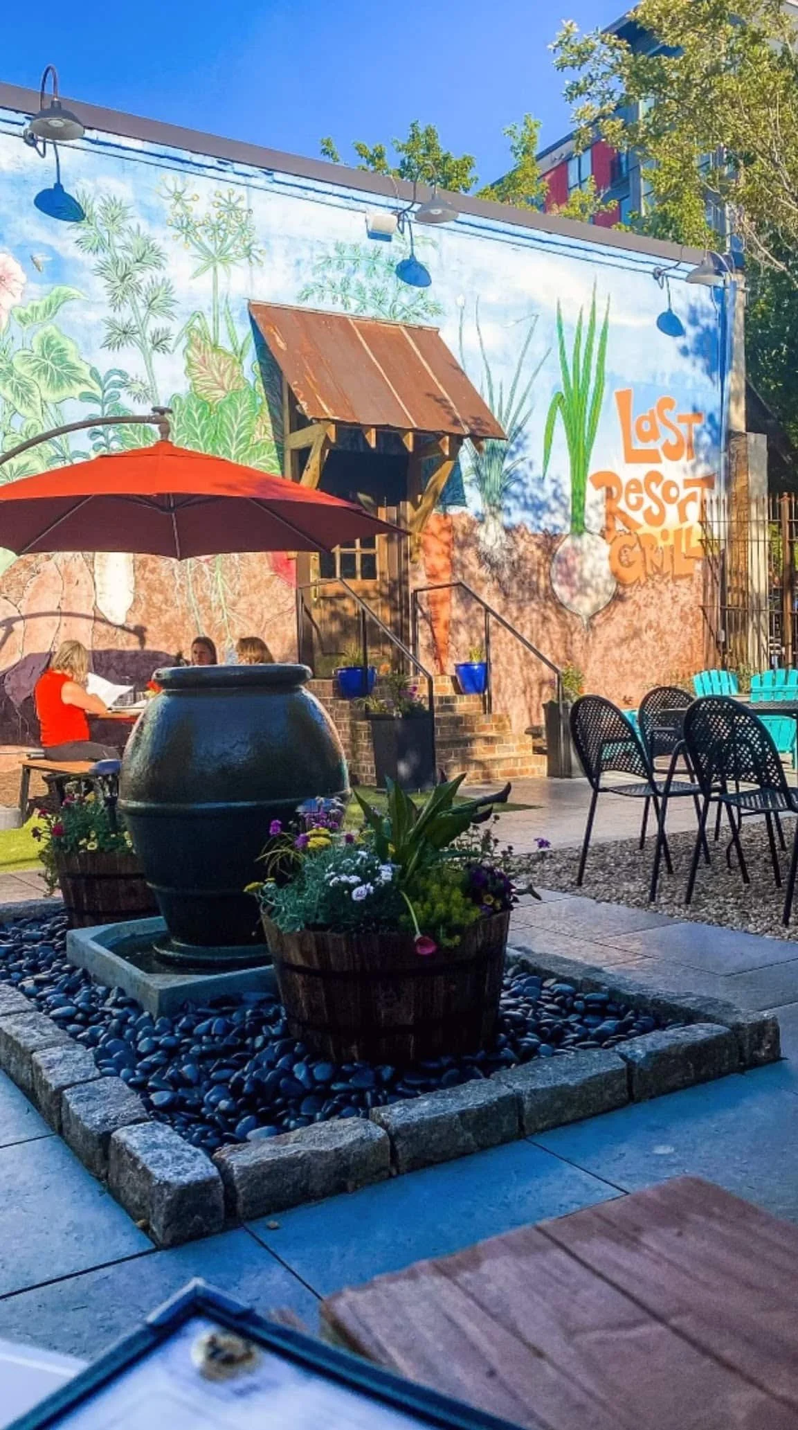 Commercial planters designed for restaurant The Last Resort Grill in Athens GA