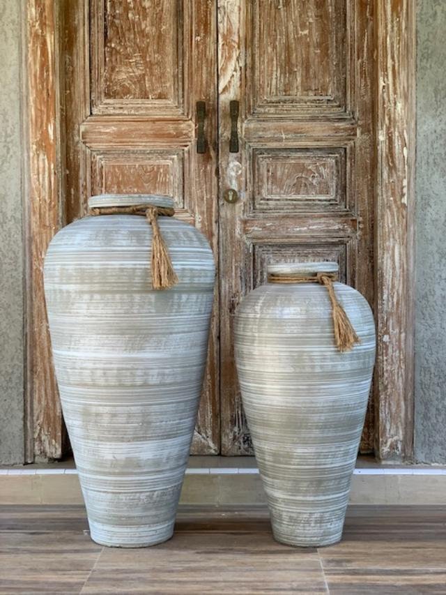 Grey Striped Pot