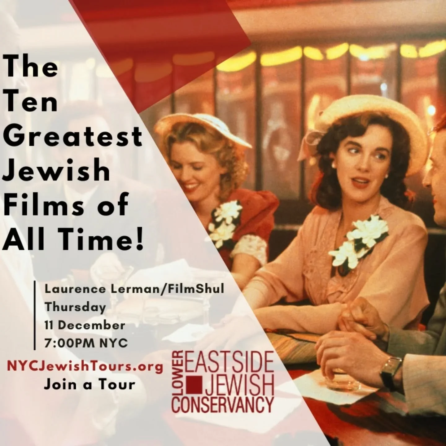 The Lower East Side Jewish Conservancy presents The Ten Greatest Jewish Films of All Time! on Zoom - Thursday, 11 December at 7PM NYC

Sign-up now: https://www.nycjewishtours.org/join-a-tour/11dec25

Culled from a proud list of hundreds of movies, Fi