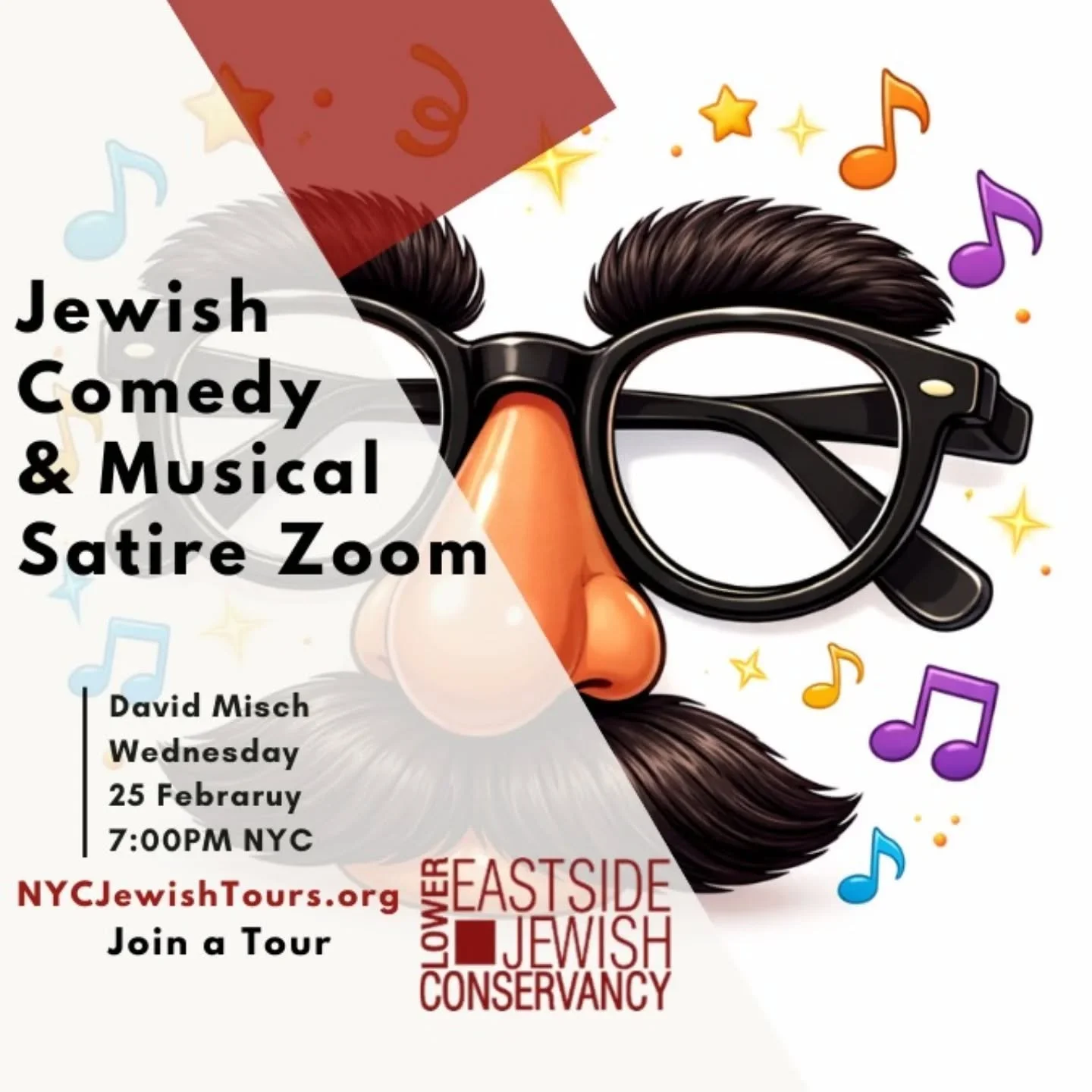 Thr Lower East Side Jewish Conservancy presents Jewish Comedy &amp; Musical Satire on Zoom
Wednesday, 25 February 2026 at 7PM. Sign-up now! https://www.nycjewishtours.org/join-a-tour/25feb26

Join comedy legend David Misch (&ldquo;Mork and Mindy,&rdq